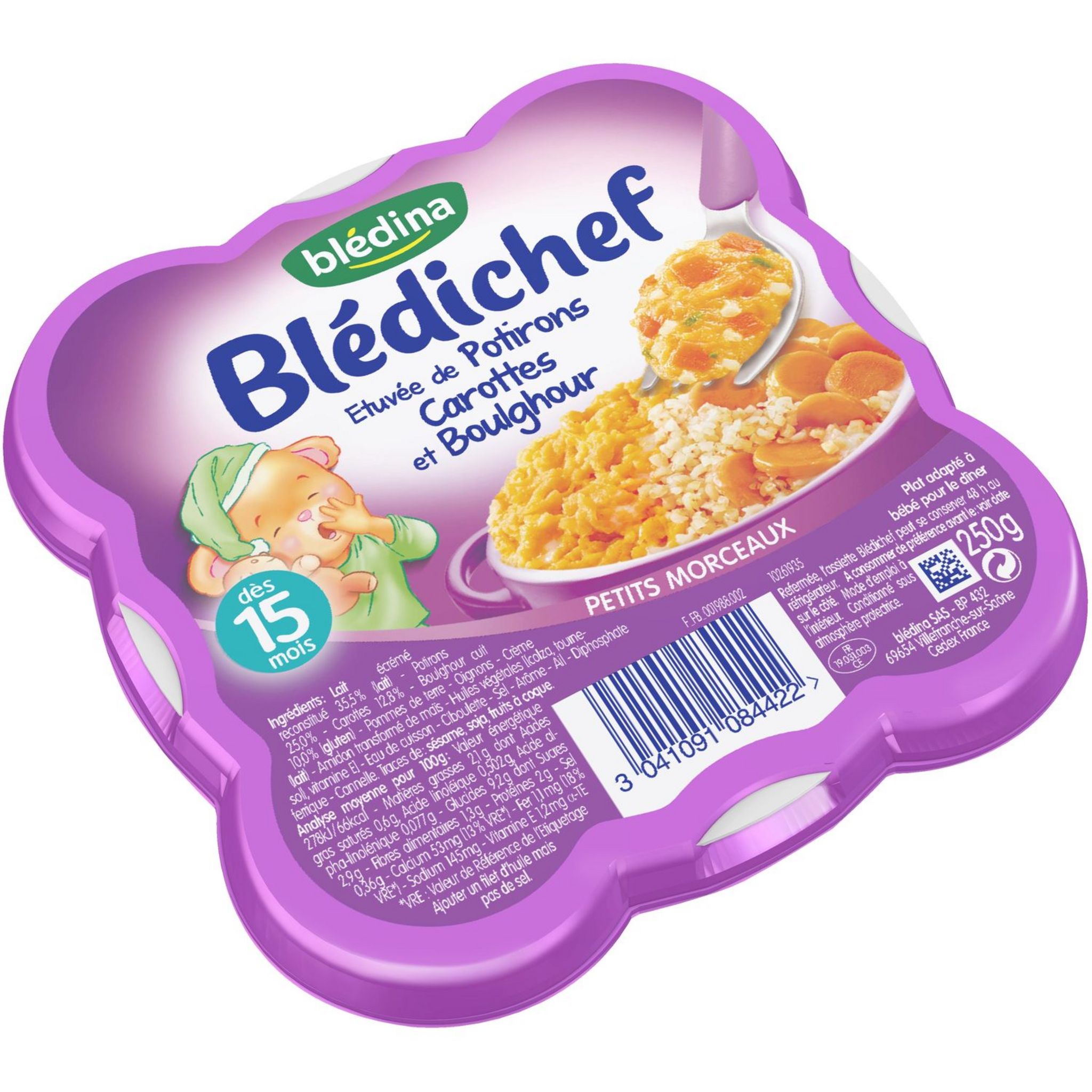 Voir la diapositive 4 : BLEDINA Blédina Blédichef assiette potiron carottes boulghour dès 15 mois 250g 250g