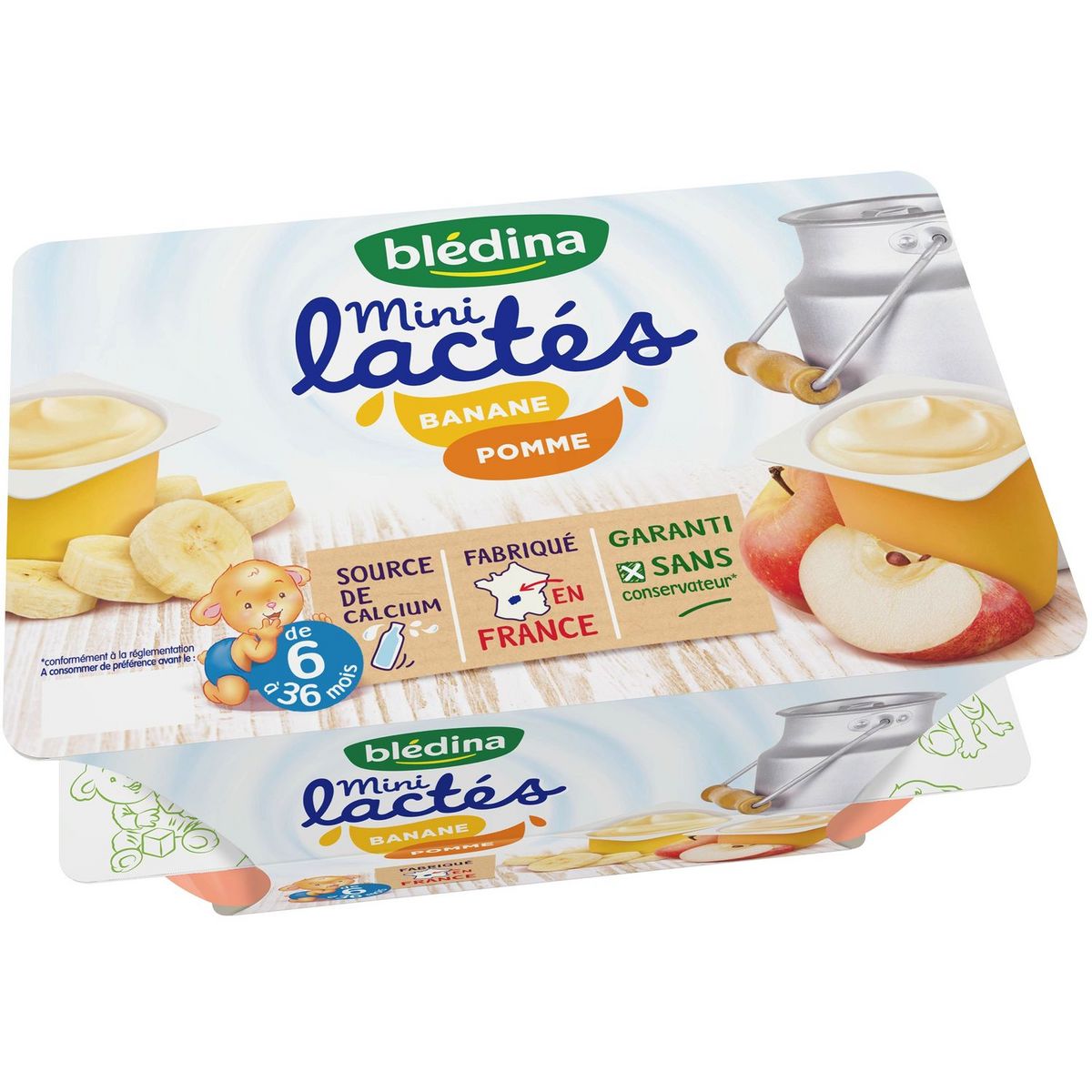 BLEDINA Blédina mini lactés banane pomme 12x55g 6à36mois