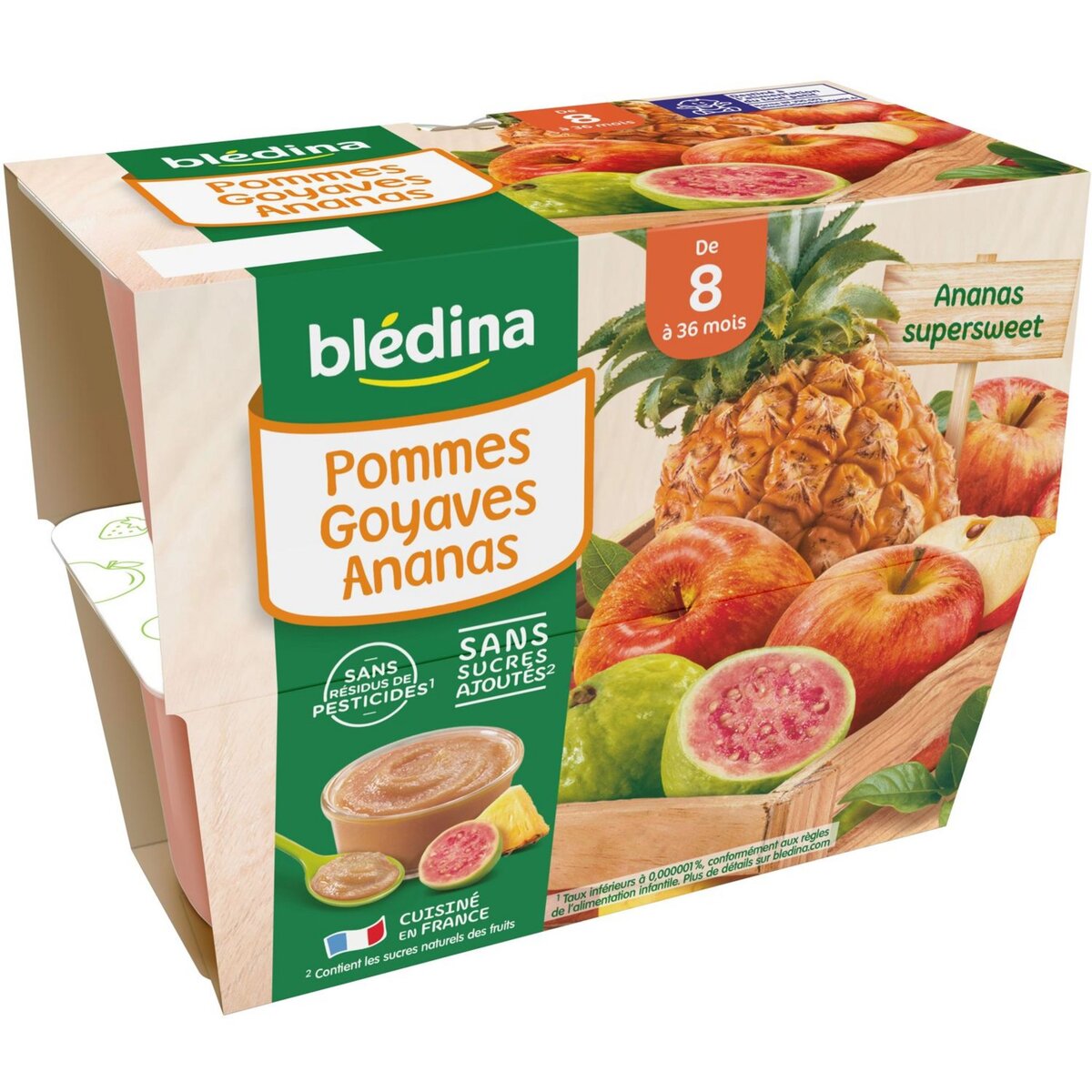 BLEDINA Coupelles pommes goyage ananes dès 8 mois 4x100g