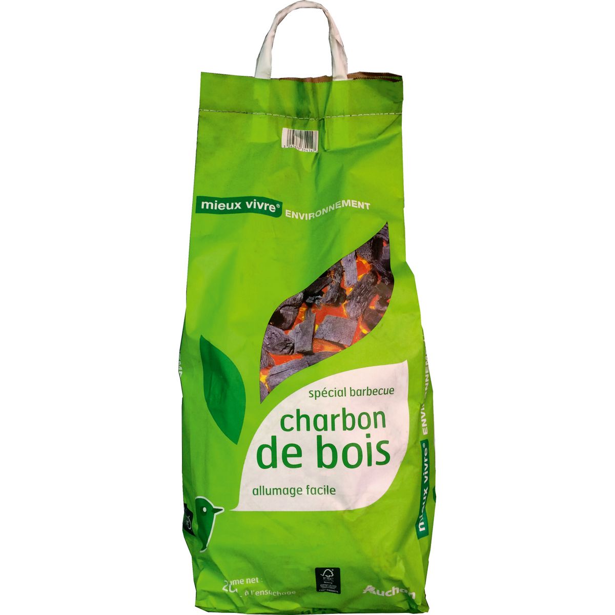 AUCHAN Auchan Charbon de bois allumage facile spécial barbecue 20l 20l