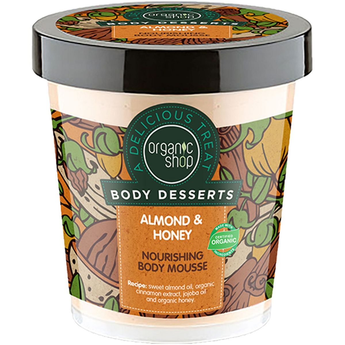 ORGANIC SHOP Crème mousse corps nourrissante amande & miel 450ml