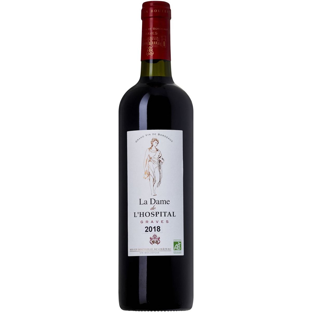 Vin rouge AOP Graves bio la Dame de l'Hospital 2018 75cl