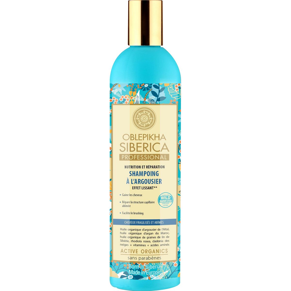 NATURA SIBERICA Shampoing lissant à l'argousier cheveux fatigués, abimés 400ml