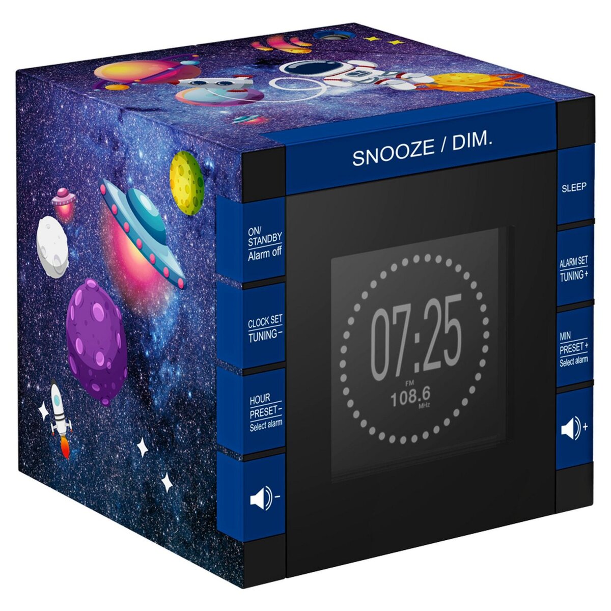 BIGBEN Radio-réveil avec projection de l'heure - Bleu - RR70PGALAXY 