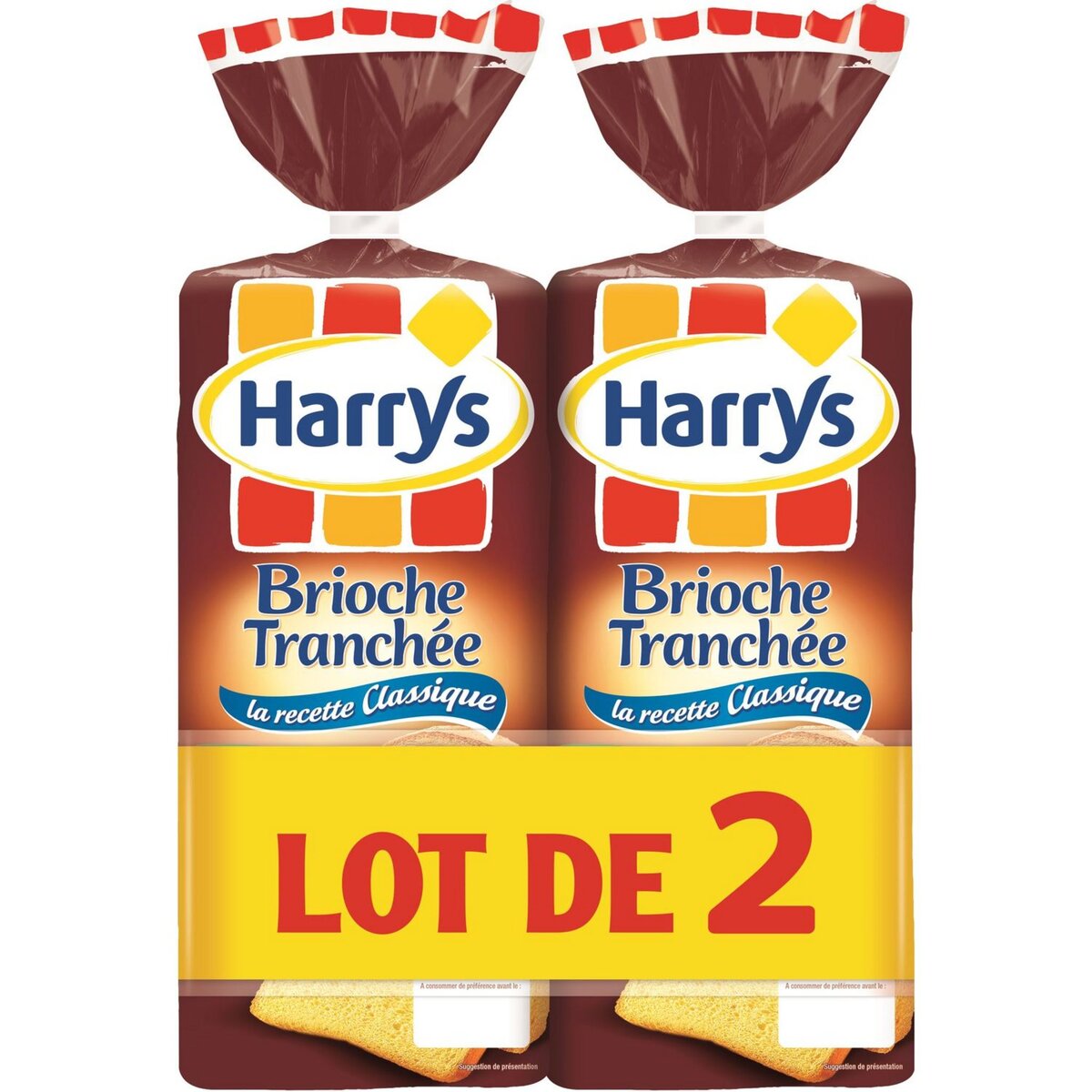 HARRYS Brioche nature tranchée recette classique 2 paquets 2x500g