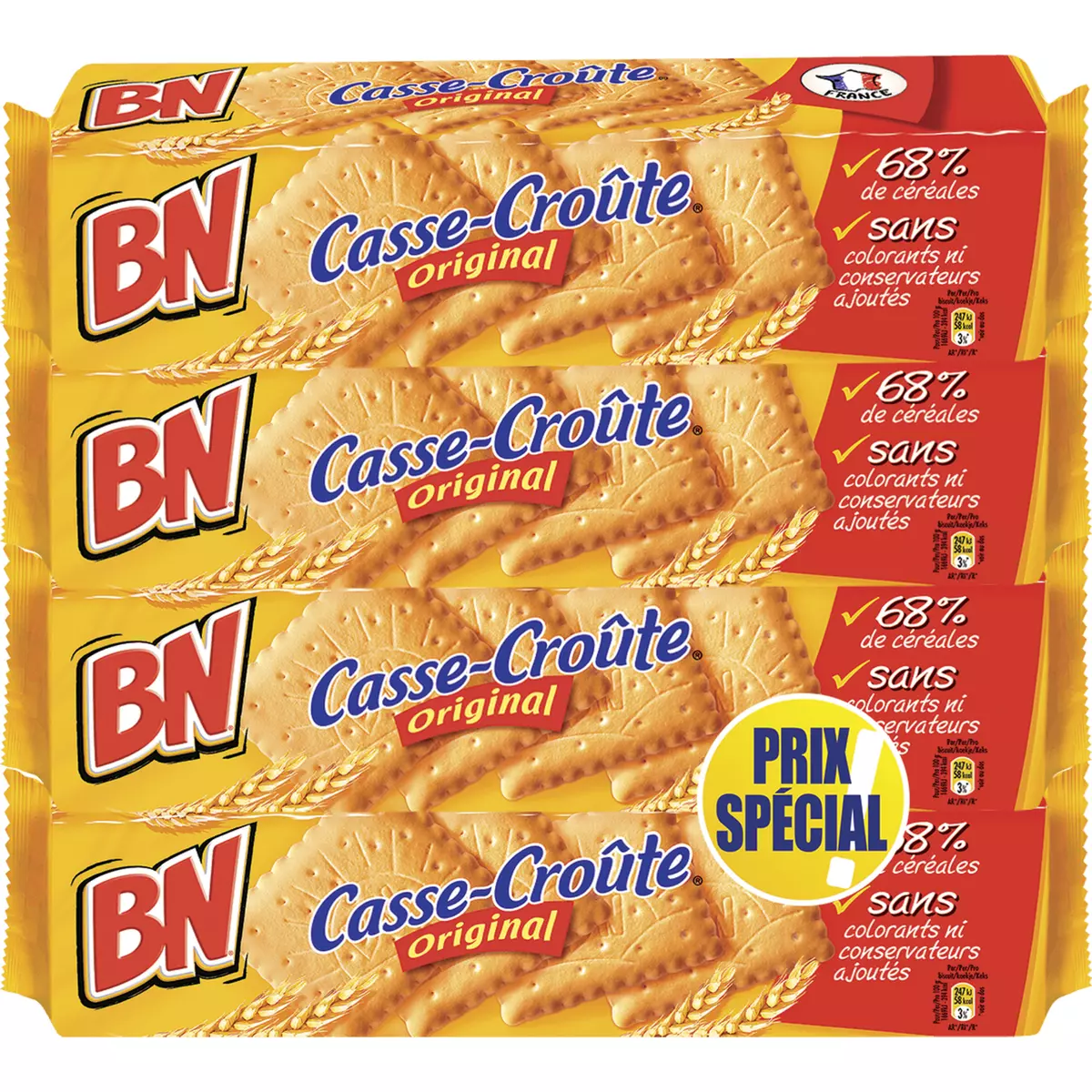 BN Casse-Croûte original biscuits sans colorant ni conservateur Lot de 4 4x375g