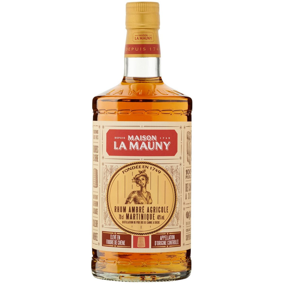 MAISON LA MAUNY Rhum ambré agricole Martinique 40% 70cl
