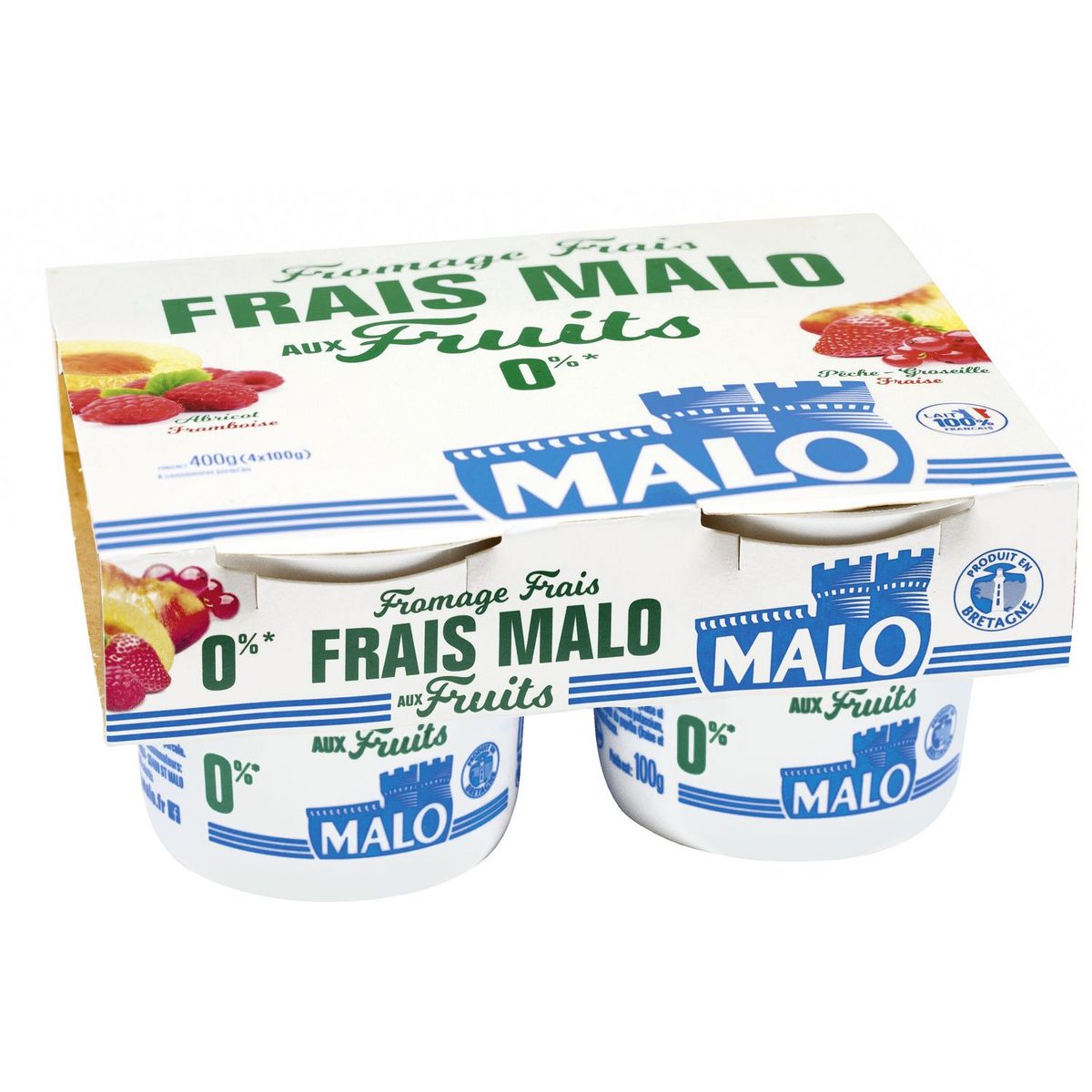 MALO Fromage frais aux fruits 0% MG 4x100g 4x100g