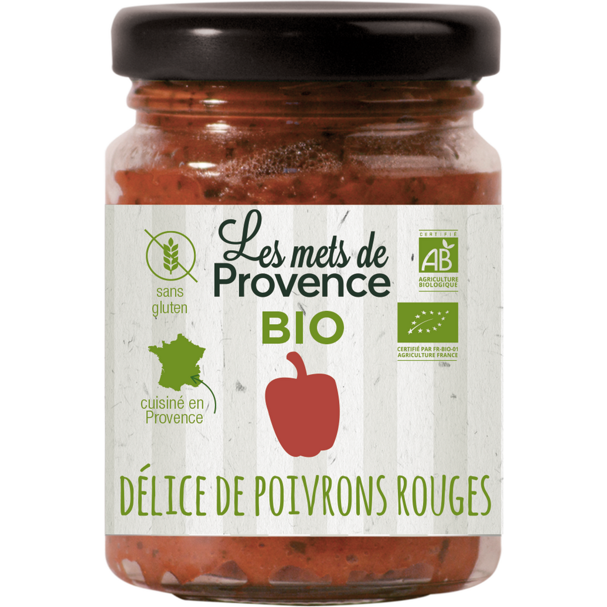LES METS DE PROVENCE Délice de poivrons rouges bio sans gluten cuisiné en France 90g