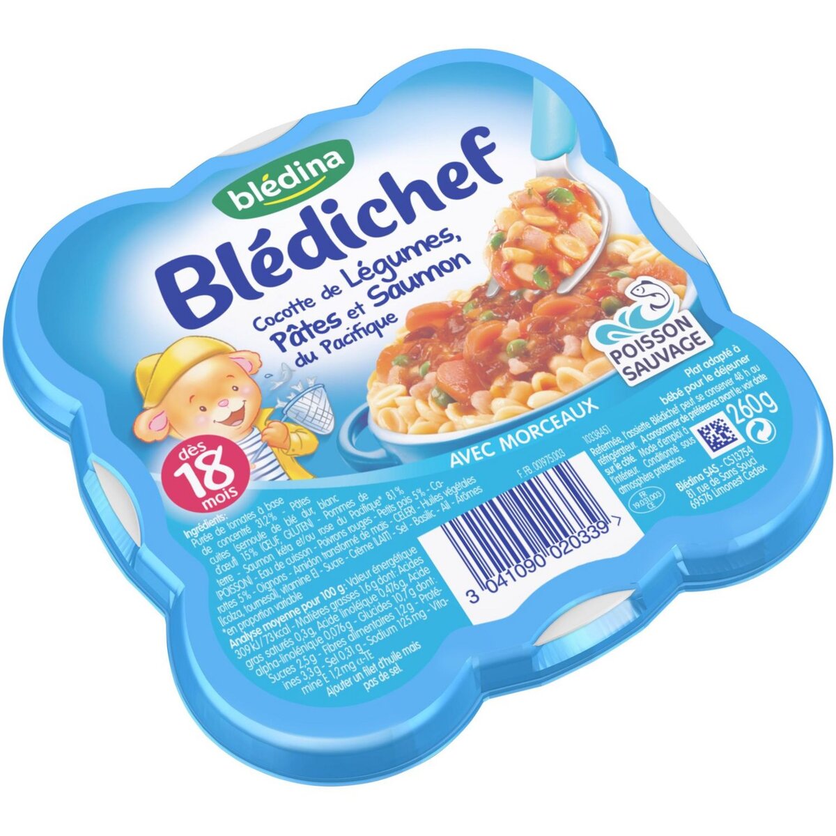 Bledichef - Cocotte de légumes, pâtes et saumon - Blédina - 260 g