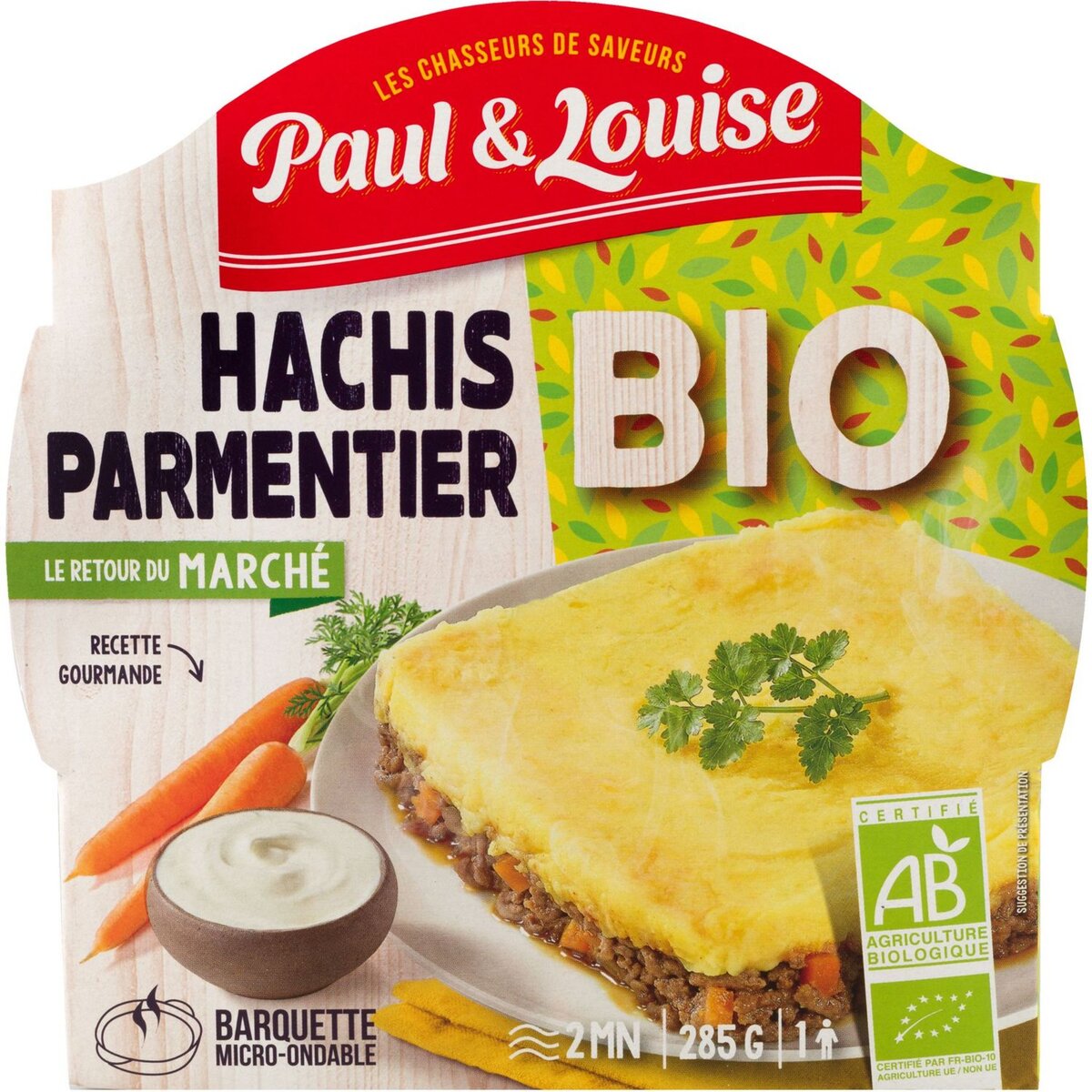 PAUL ET LOUISE Paul et Louise Hachis parmentier bio en barquette recette gourmande 285g 285g