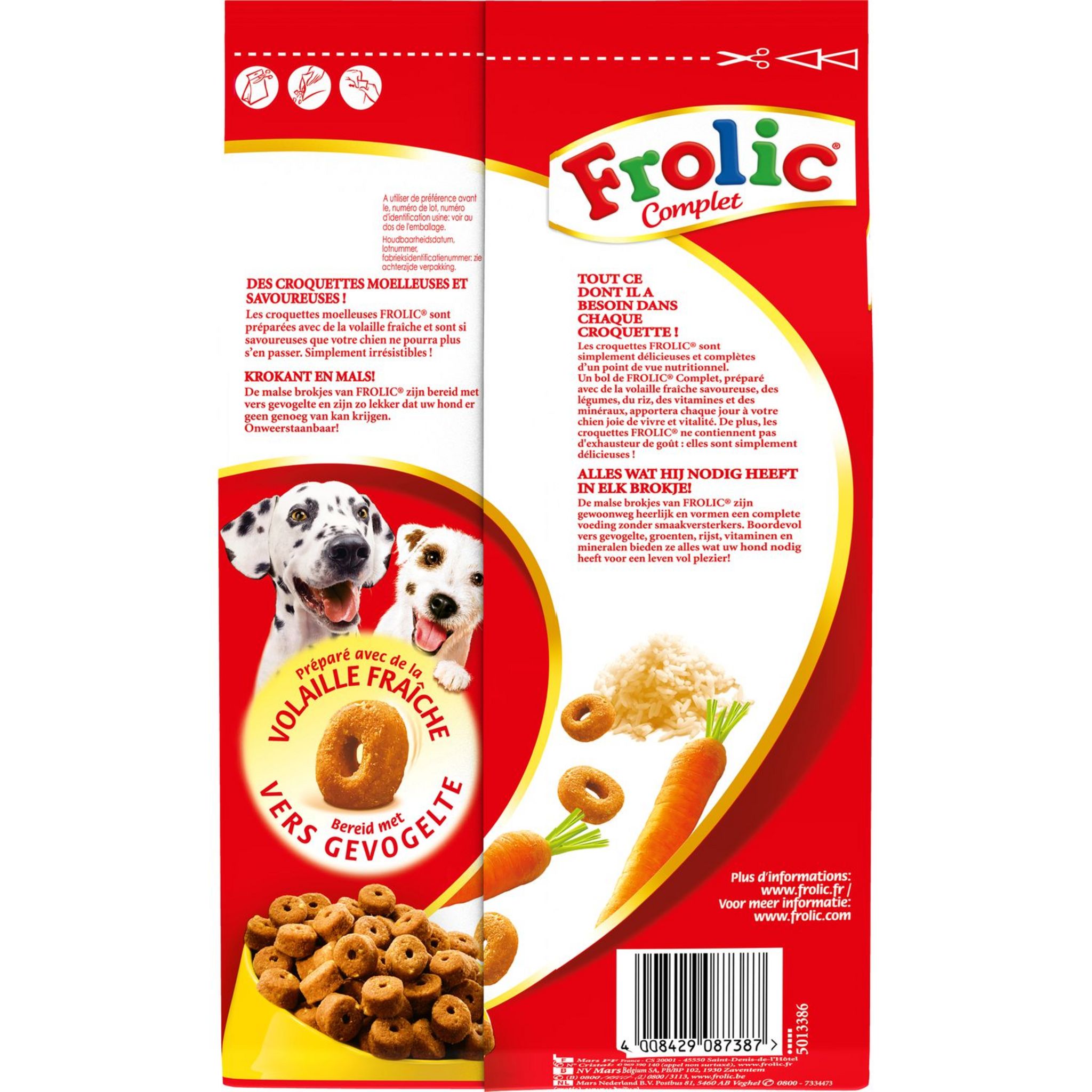 Voir la diapositive 2 : FROLIC Frolic volaille aux légumes et au riz 1,5kg