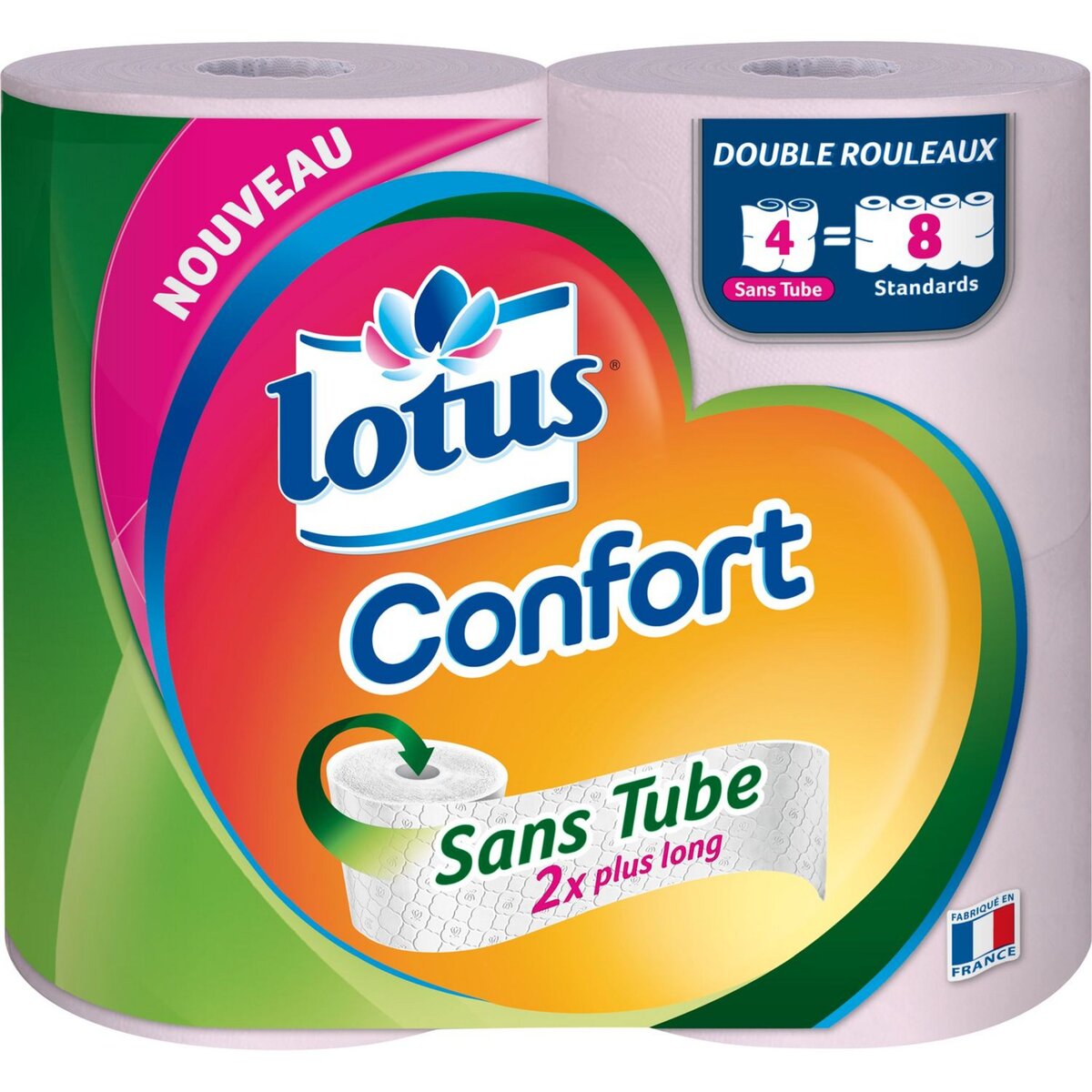 LOTUS Lotus Papier toilette blanc sans tube confort x4 = 8 standards 4 rouleaux
