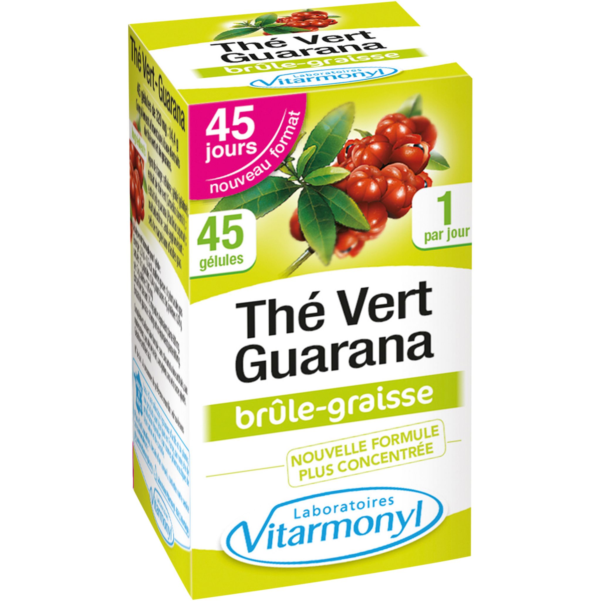 Voir la diapositive 3 : VITARMONYL Gélules thé vert et guarana brûle graisse 45 gélules