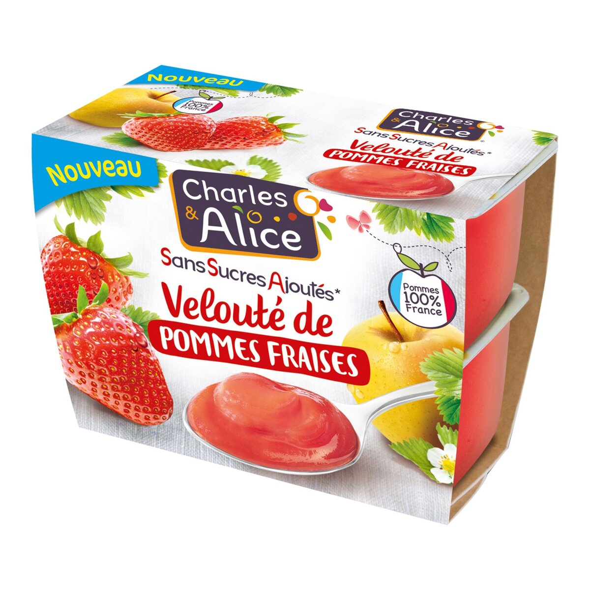 CHARLES ET ALICE Charles et Alice velouté pomme fraise 4x97g