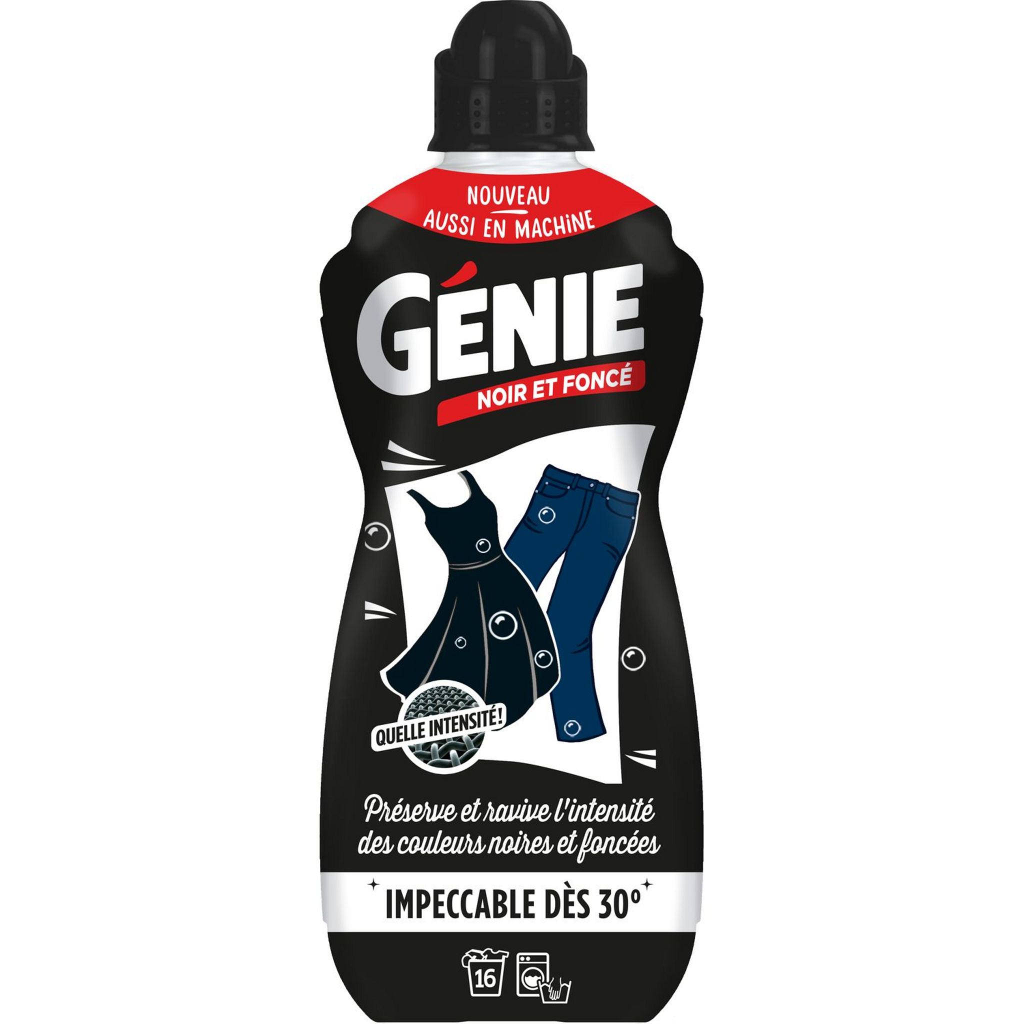 GENIE Lessive liquide spéciale noir et foncé 16 lavages 1l pas cher ...