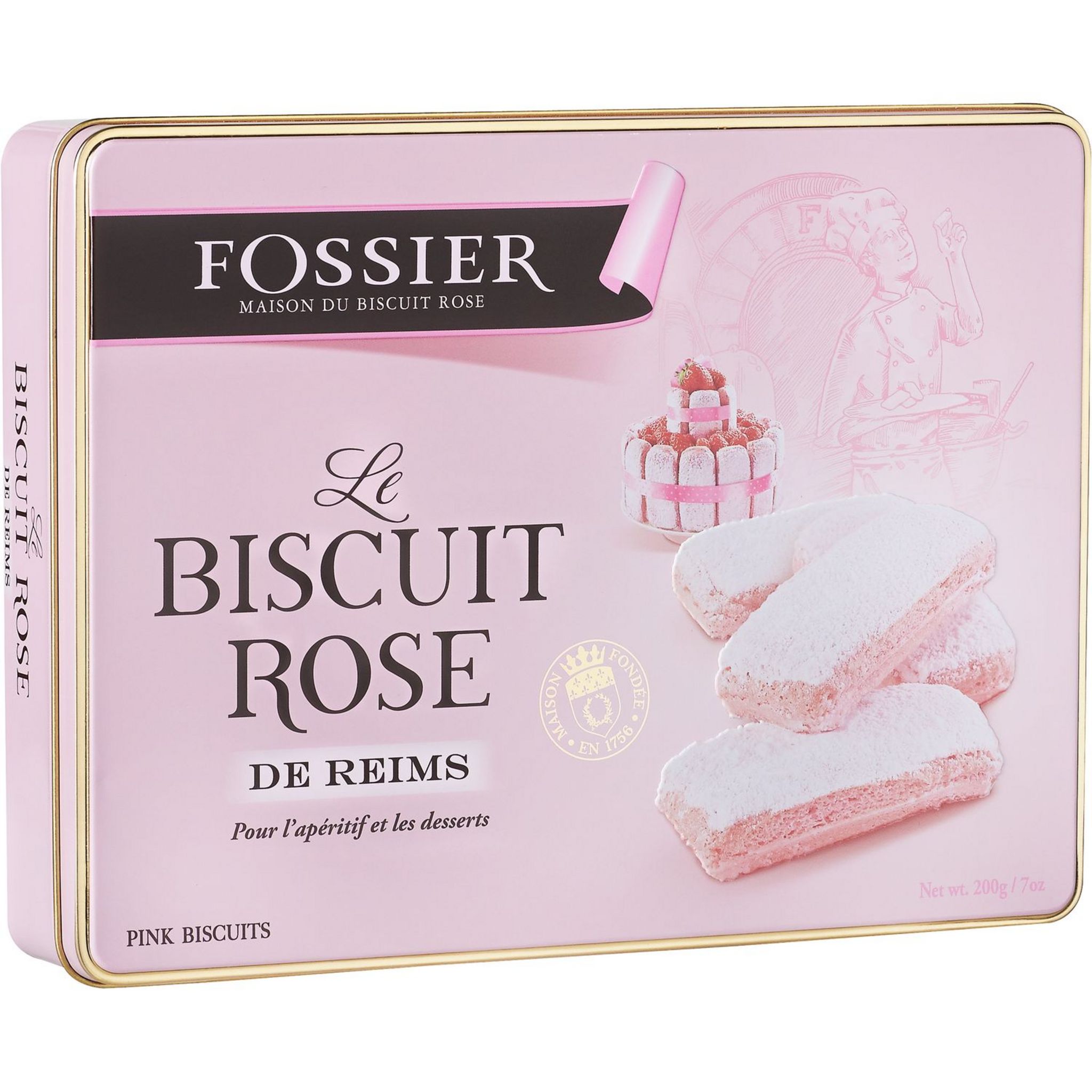 FOSSIER Le biscuit rose de Reims, boîte métal 200g pas cher - Auchan.fr