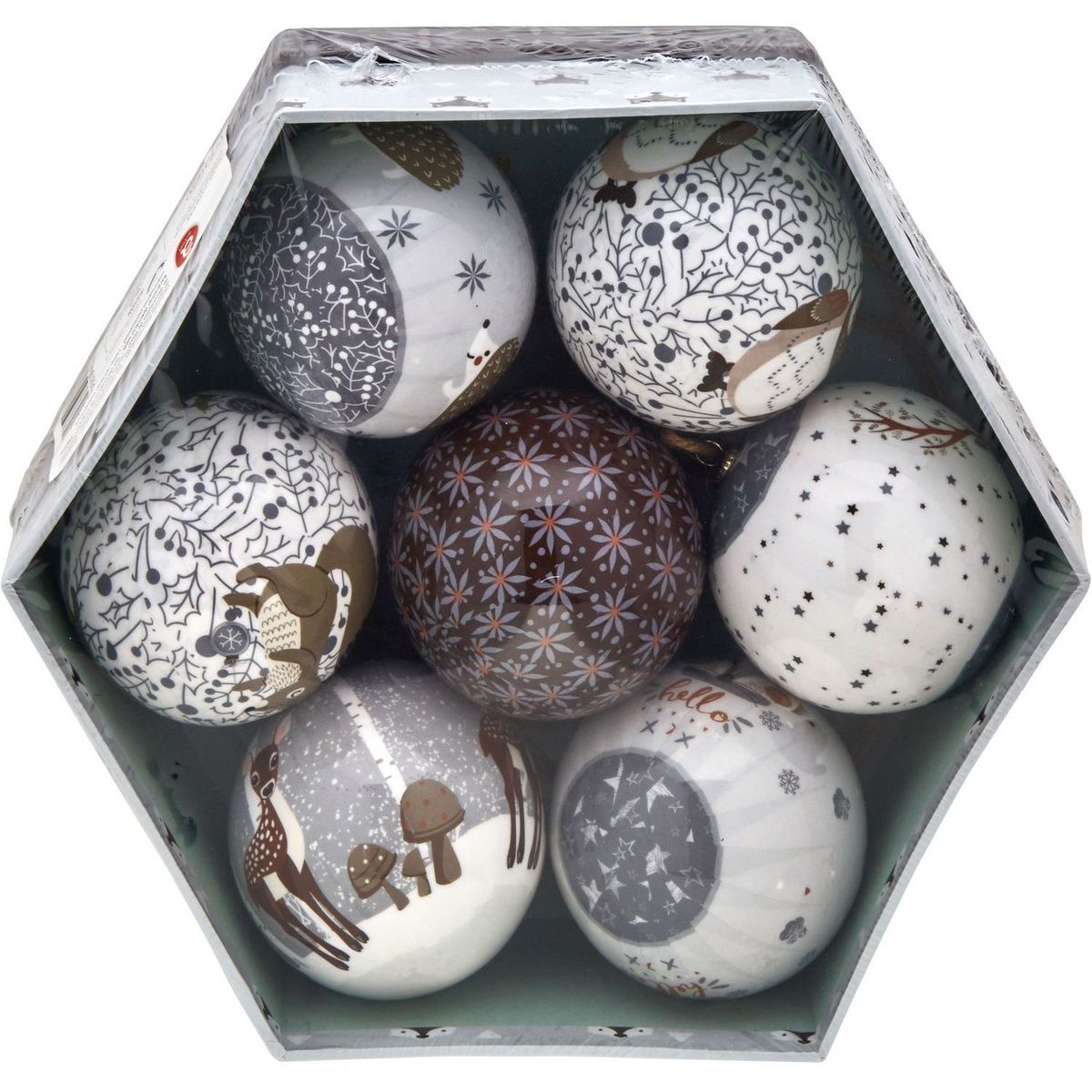 ACTUEL Lot de 7 boules de Noël ours 7,5CM