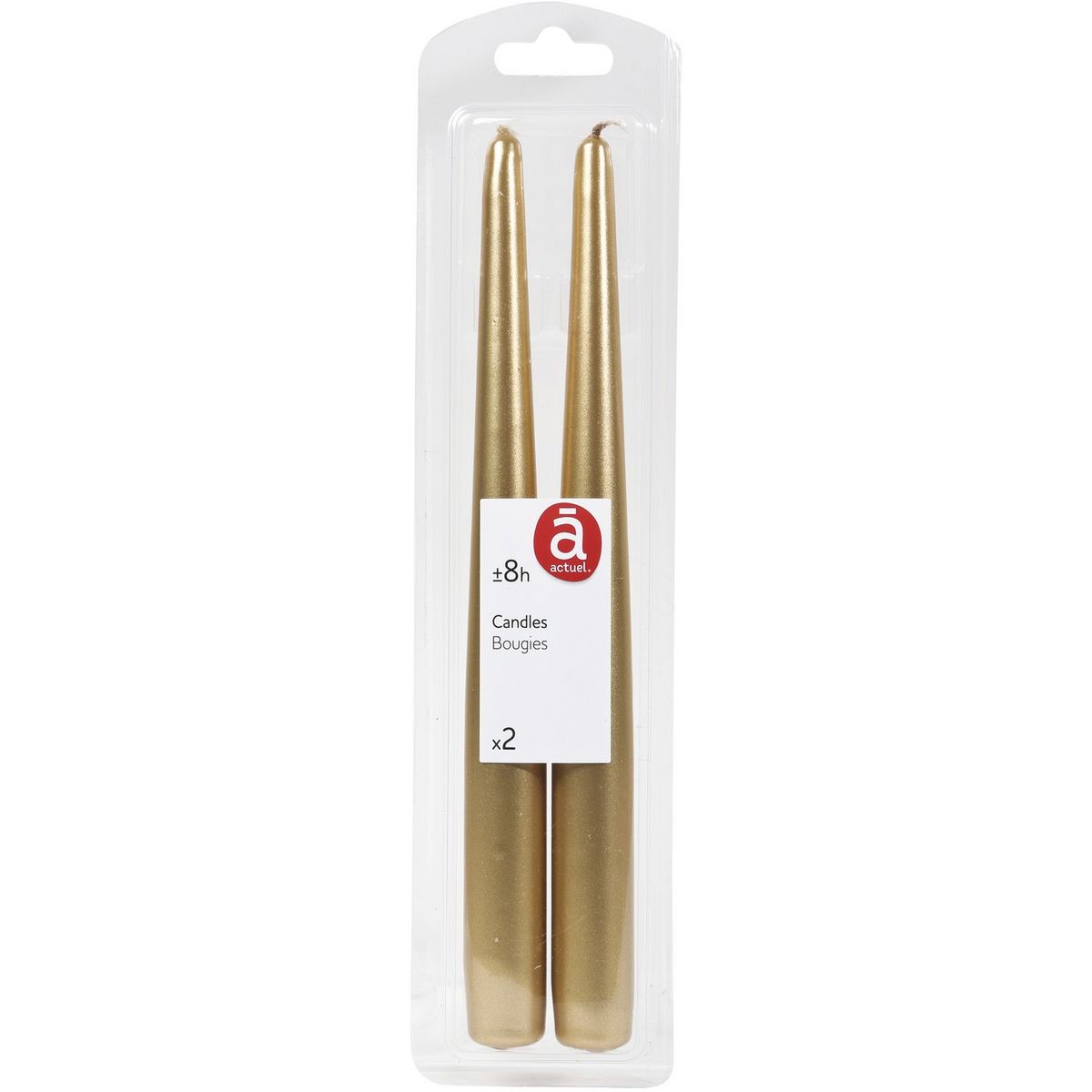 ACTUEL Actuel Bougies flambeaux 24,5cm en or x2 2 pièces