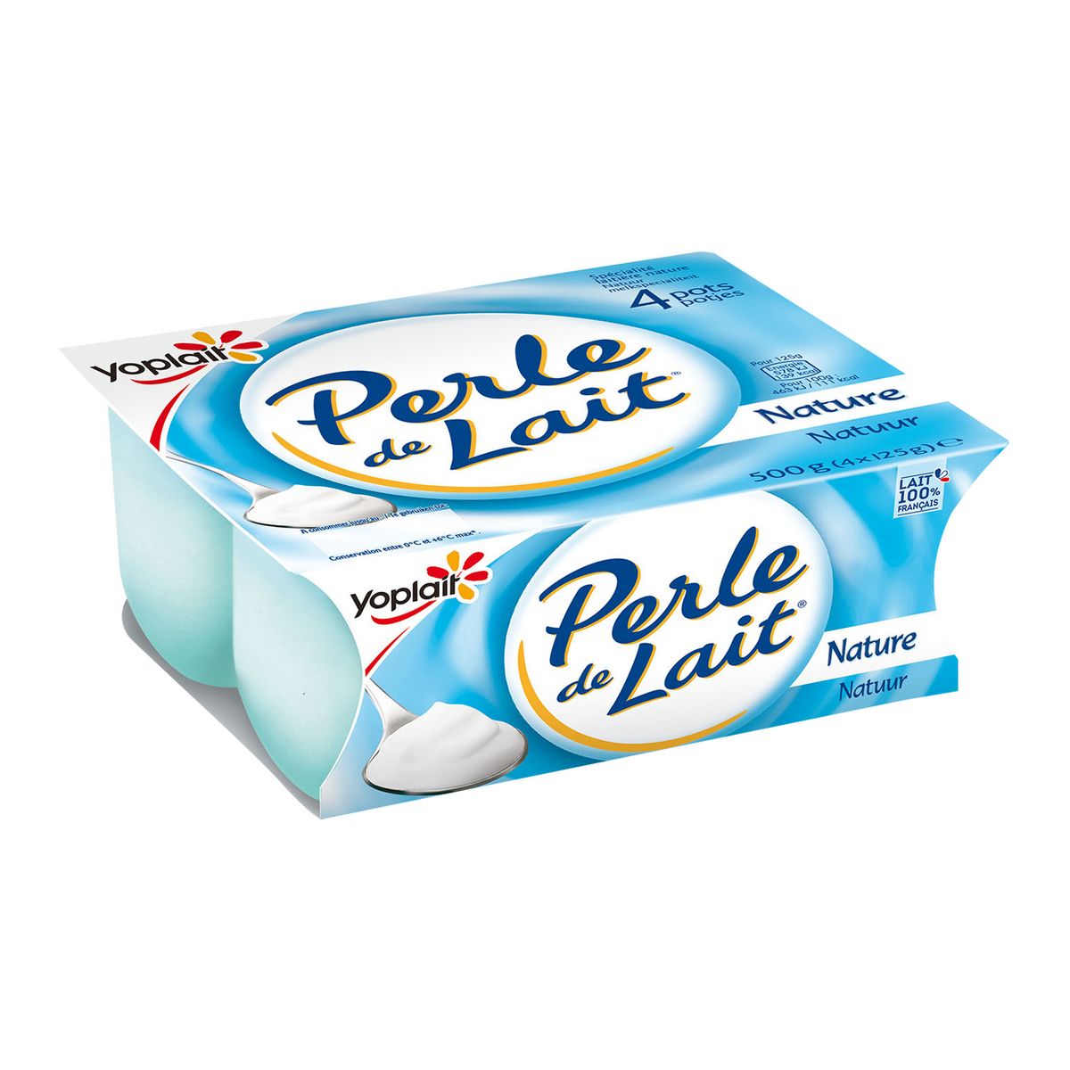 PERLE DE LAIT Yaourt brassé nature 4x125g