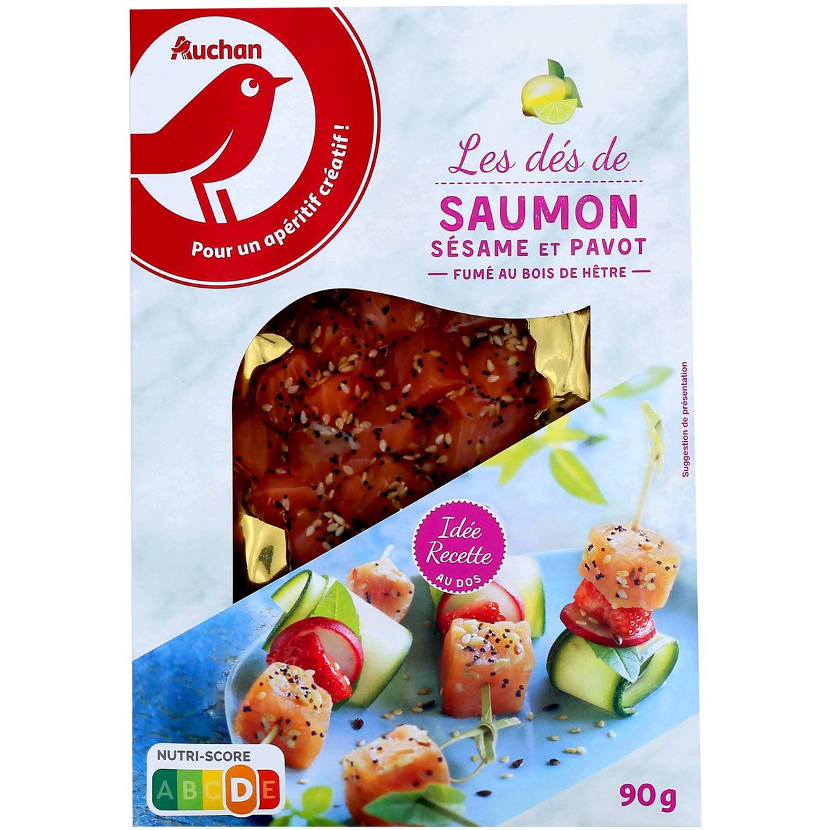 AUCHAN Auchan dés de saumon fumés aromatisés 90g