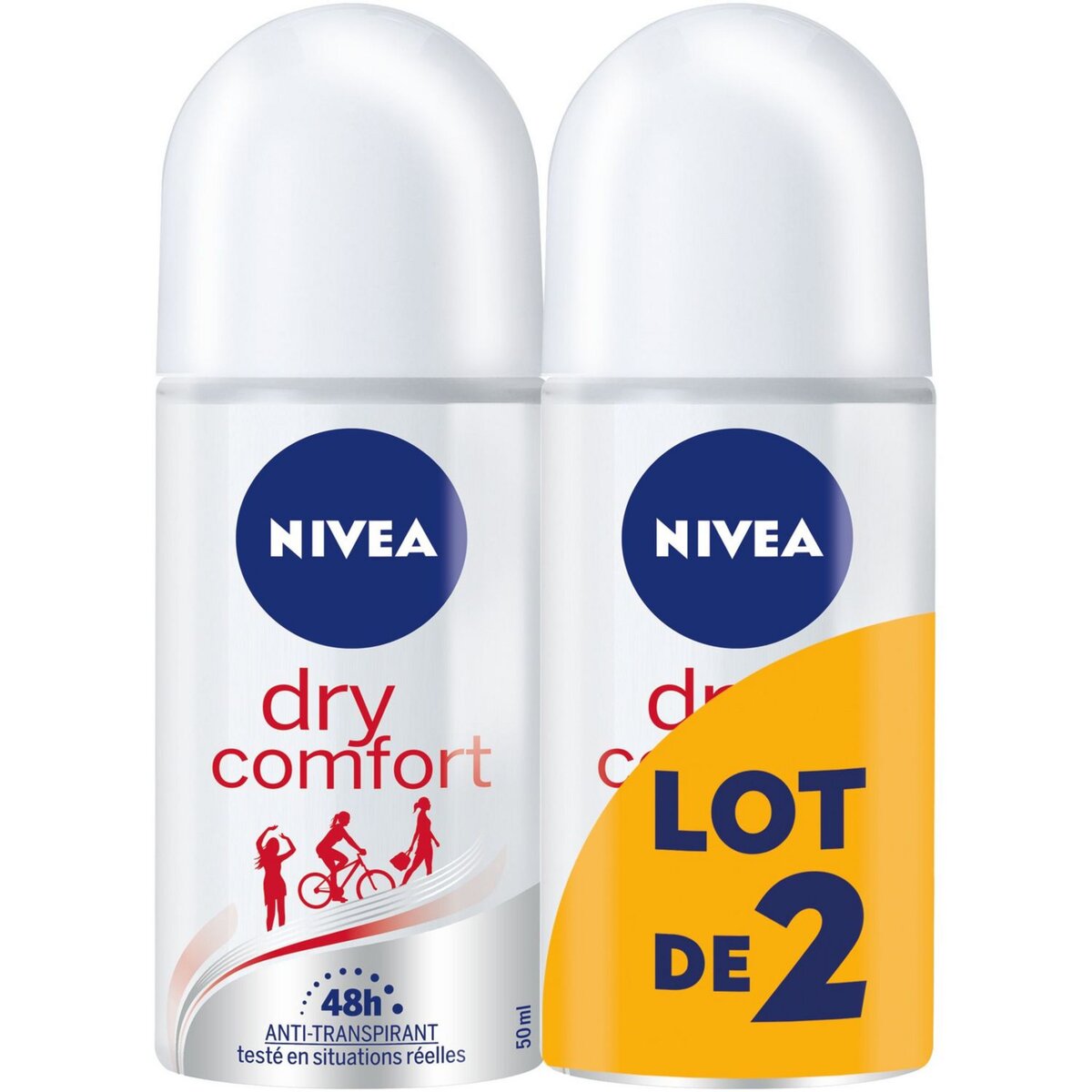 NIVEA Déodorant bille anti-transpirant dry confort 2x50ml