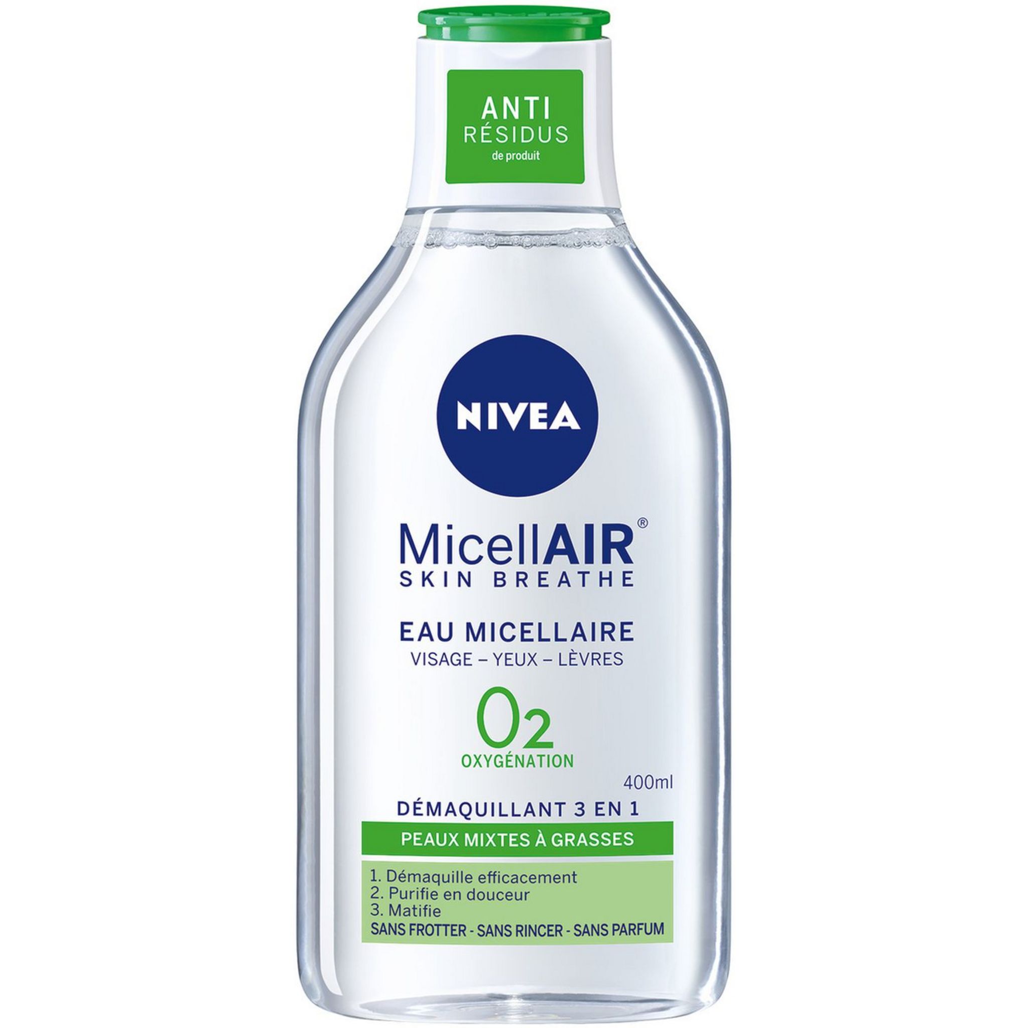 Eau Micellaire Nivea MicellAIR 3 En 1 Visage, Yeux, Lèvres - 400ml Neuf