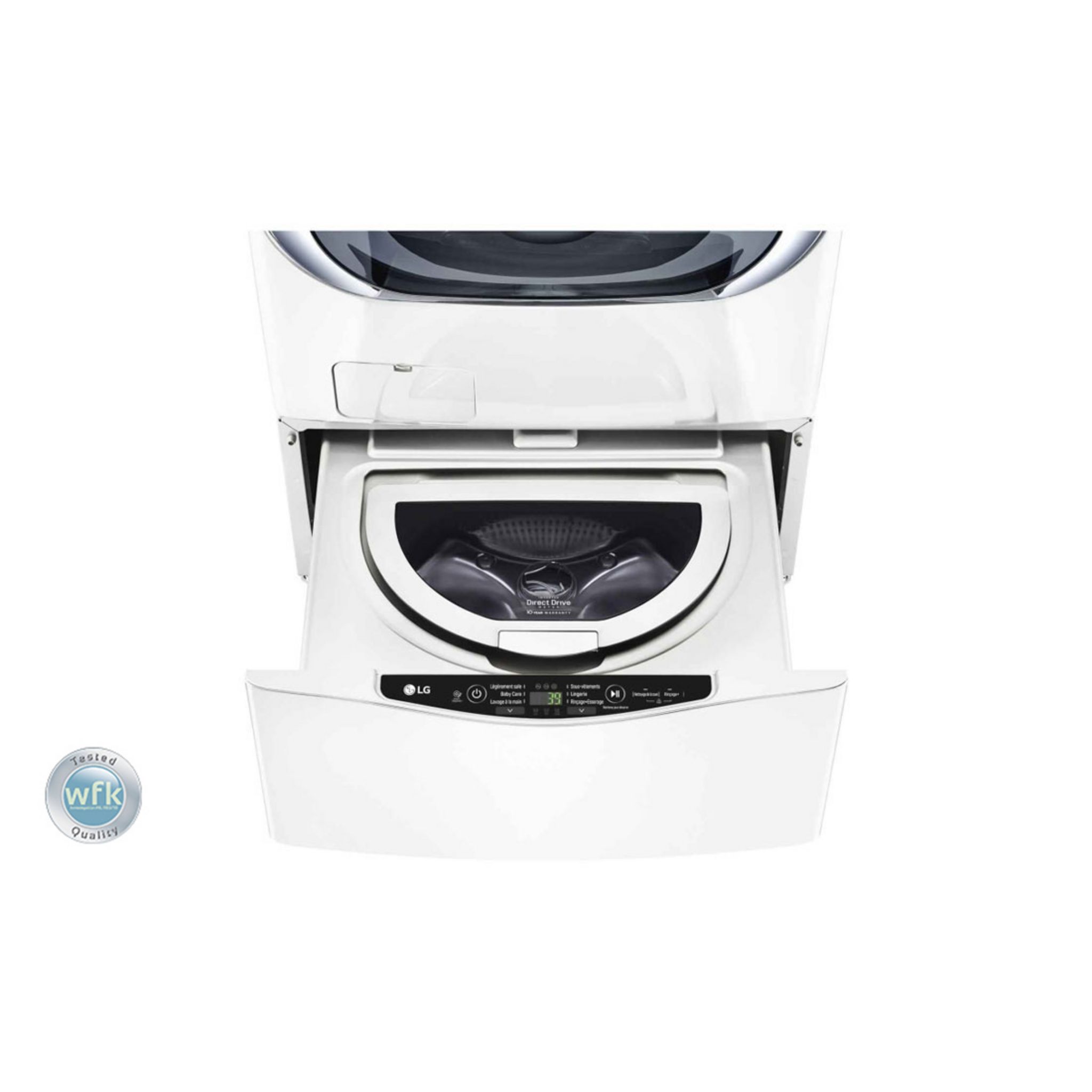 Voir la diapositive 23 : LG Mini Lave-linge Twin Wash Mini FM37E1WH, 3.5 Kg, 700 T/min, 6 programmes, Blanc