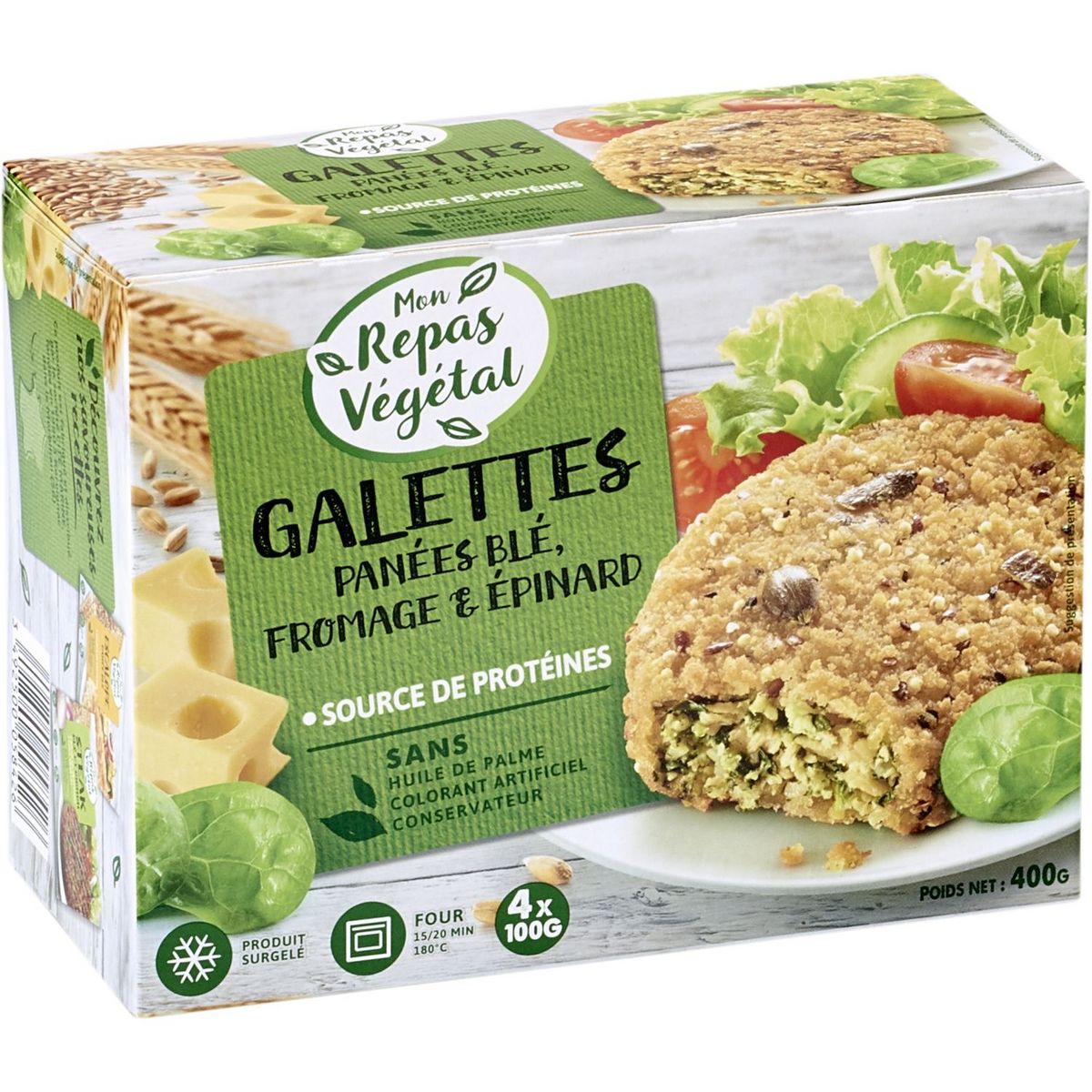 Mon Repas Végétal galette de blé fromage et épinard 4x100g