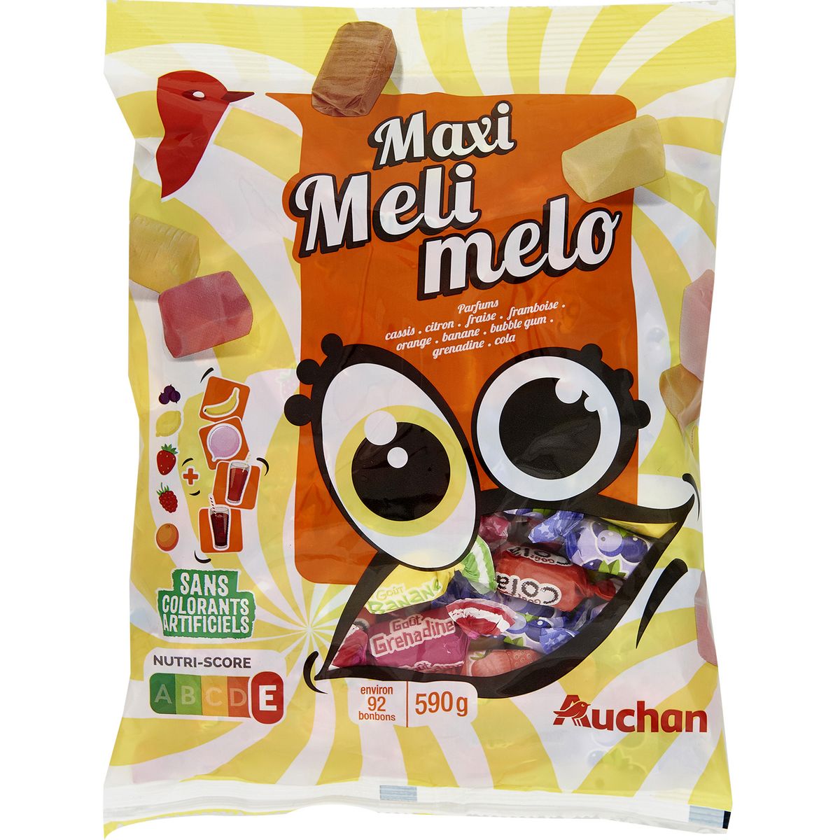 AUCHAN Assortiment de bonbons maxi meli melo 590g
