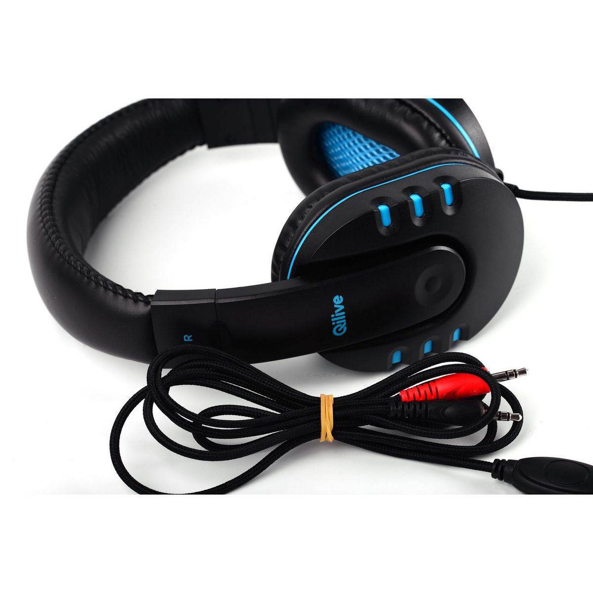 QILIVE Bundle Gaming 4 en 1 avec Clavier, Souris, Tapis de souris et Casque Noir