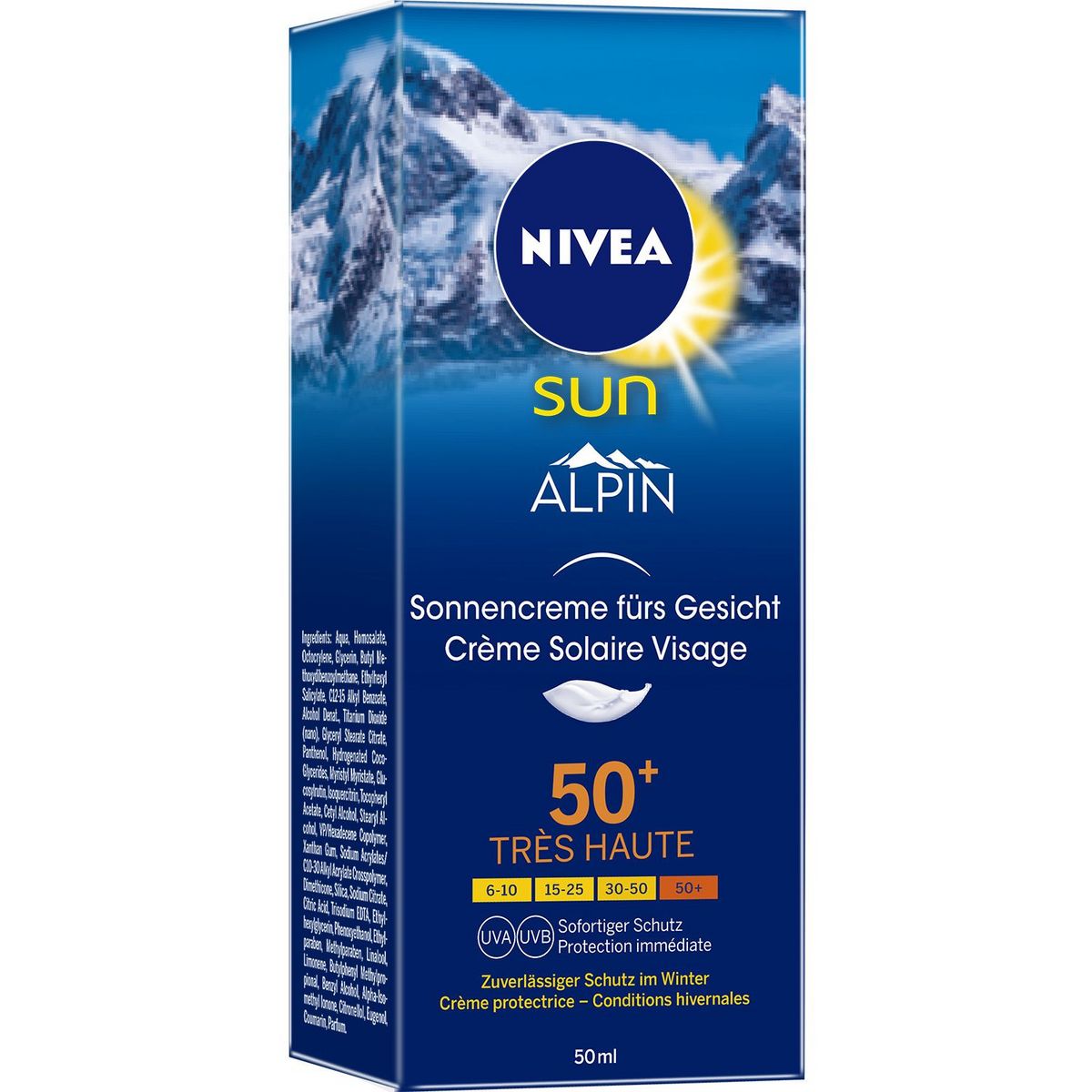 NIVEA SUN Crème solaire visage protection haute FPS50+ 50ml