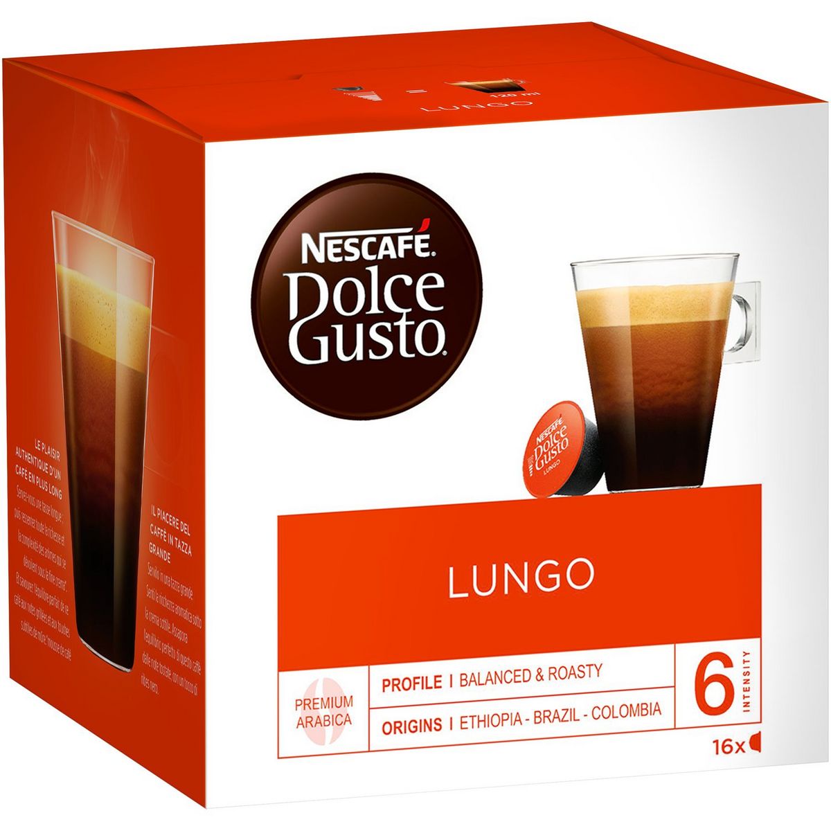 DOLCE GUSTO Capsules de café lungo 16 capsules 112g