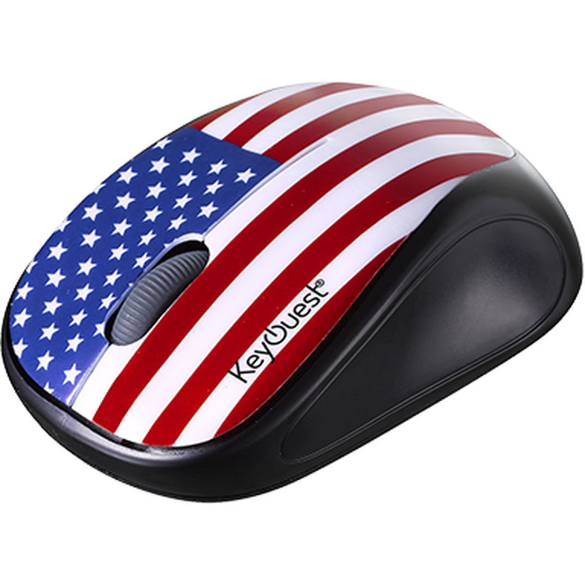 KEYOUEST Bundle USA avec Tapis de souris et Souris Sans fil Rouge, Bleu, Blanc, Jaune et gris