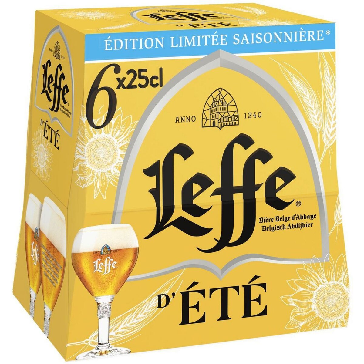 LEFFE Abbaye de leffe Bière blonde 5,2% bouteilles 6x25cl 6x25cl