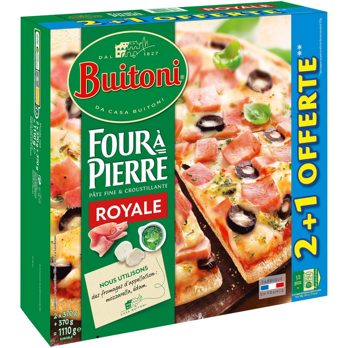 BUITONI Buitoni Pizza royale four à pierre x2 pizzas +1 offerte 1,17kg 2 pizzas +1 offerte 1,17kg