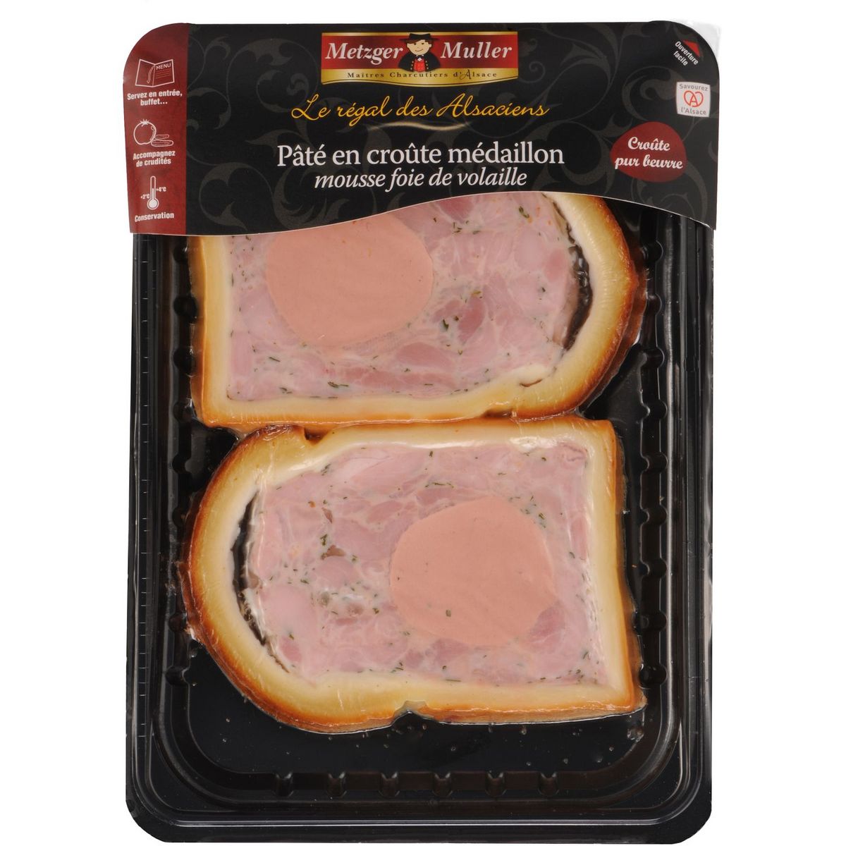 METZGER Metzger pâté en croûte d'Alsace tranche x2 -240g
