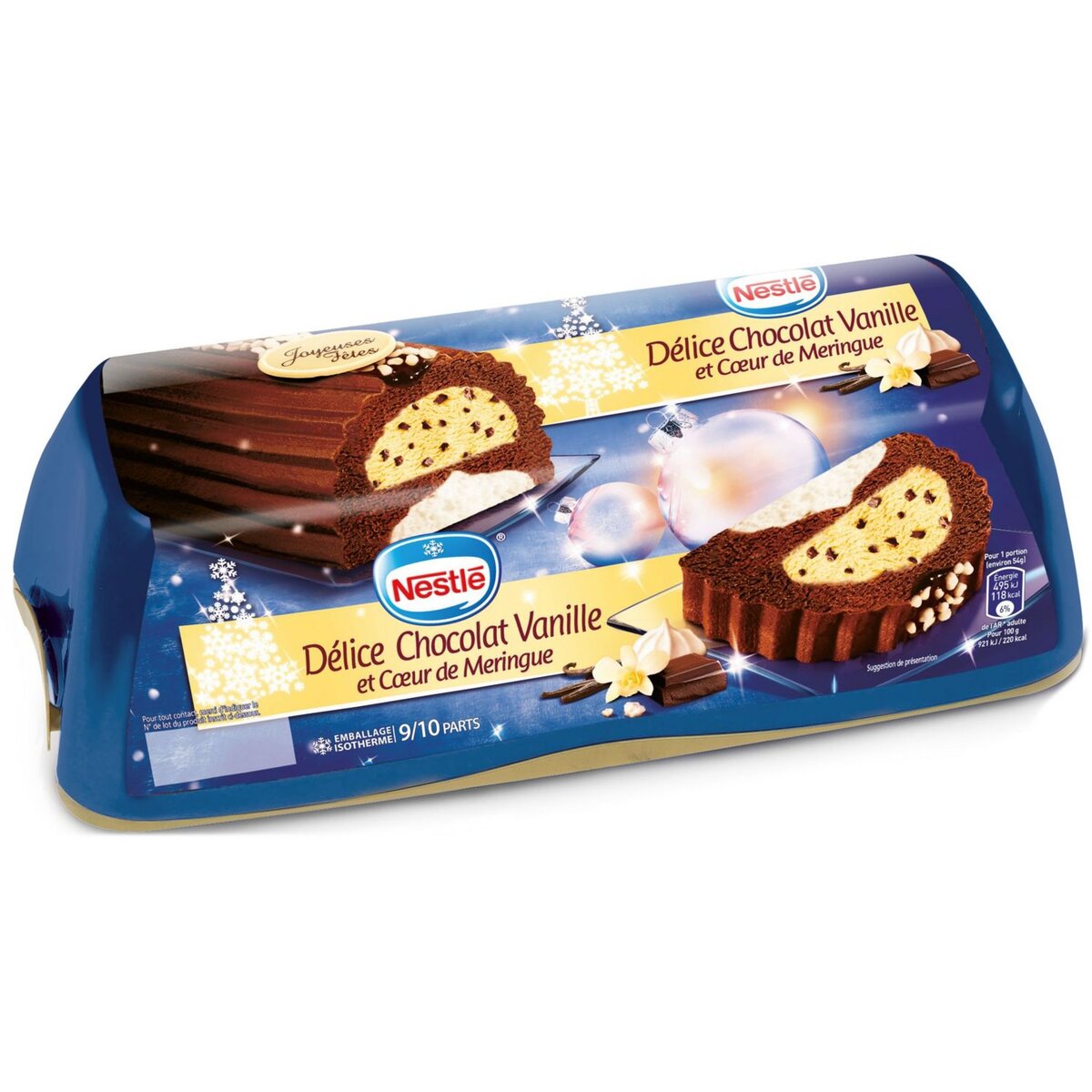 NESTLE Nestlé Bûche glacée chocolat vanille coeur de meringue 540g 9-10 parts 540g