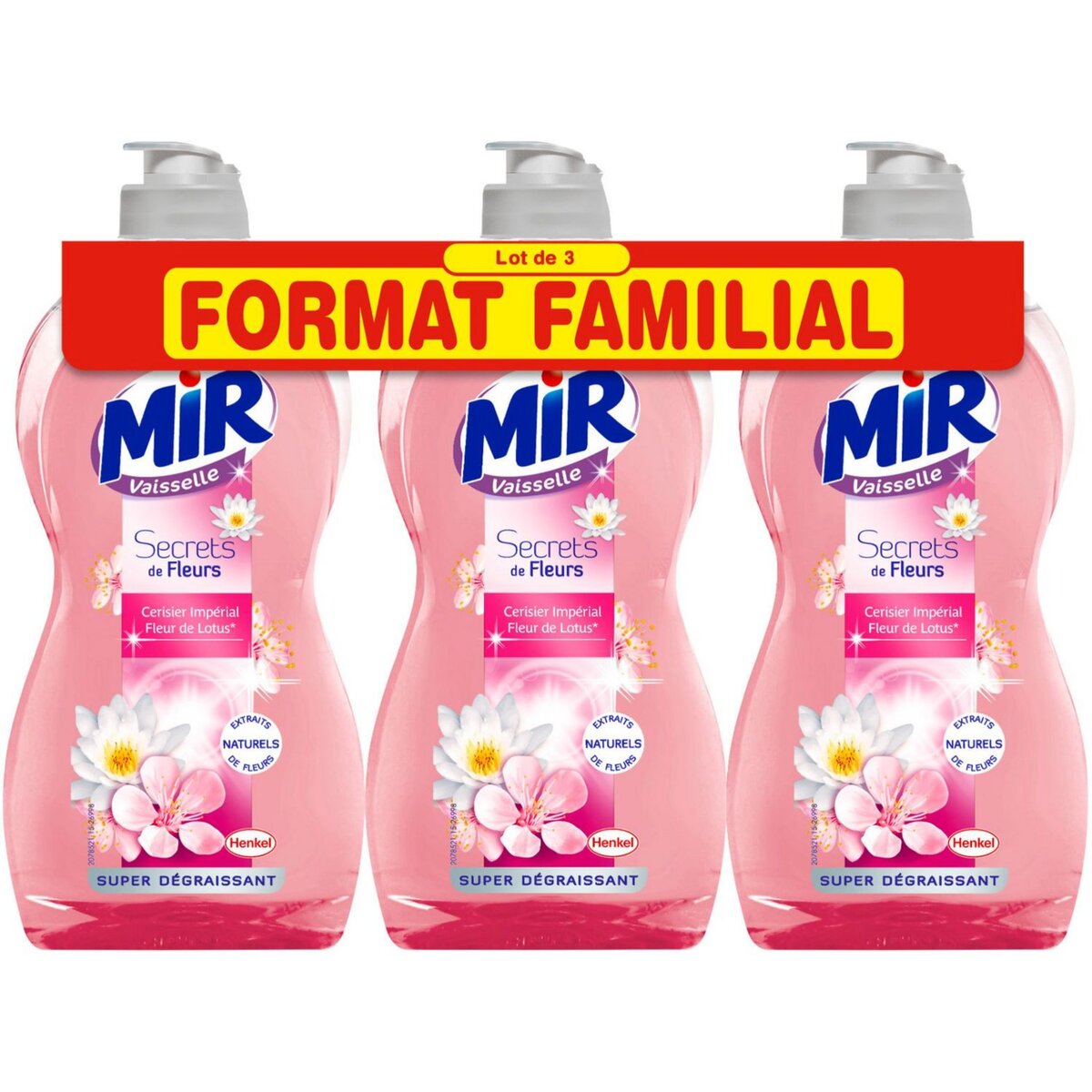 MIR Mir liquide vaisselle secret cerisier 3x500ml lot familial pas cher 