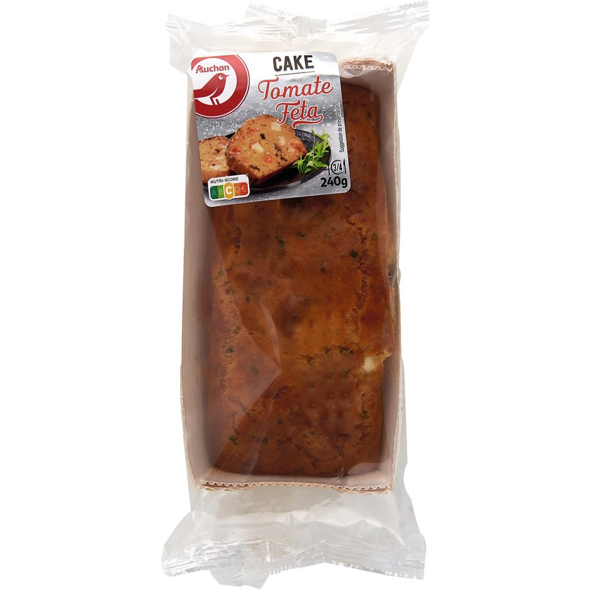 AUCHAN Cake à la tomate marinées et à la feta 3 à 4 parts 240g