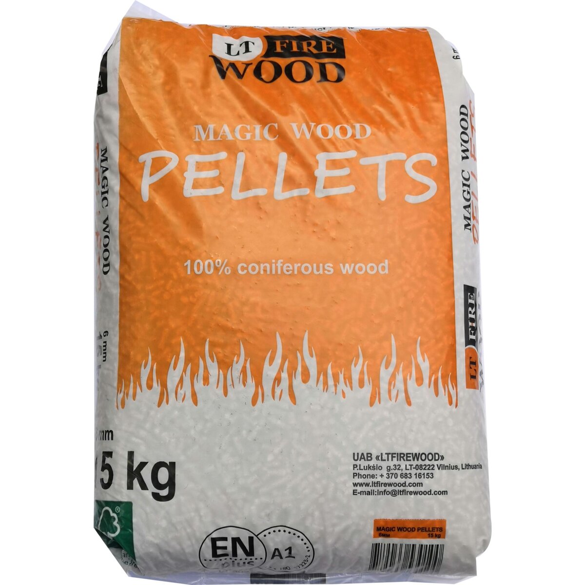 LTFIREWOOD Ltfirewood Pellet 100% résineux en bois de conifères 15kg 15kg