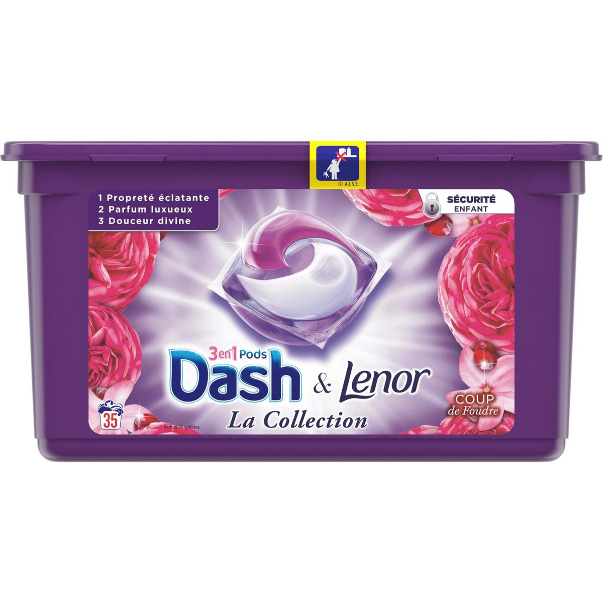 DASH Dash Lessive capsules 3 en 1 coup de foudre 35 lavages 35 lavages 35 capsules