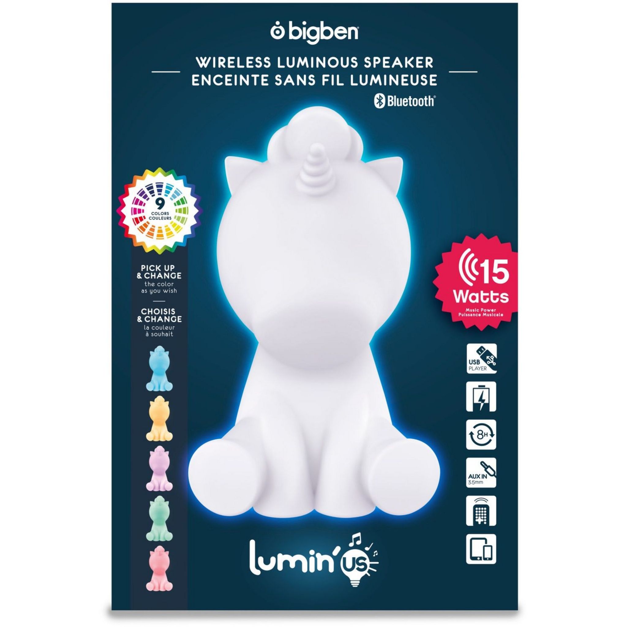 Voir la diapositive 16 : BIGBEN Enceinte portable Bluetooth lumineuse - Blanc - Luminus Licorne