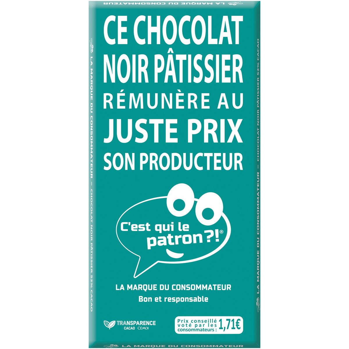 C'EST QUI LE PATRON ?! Tablette de chocolat noir pâtissier 1 pièce 175g