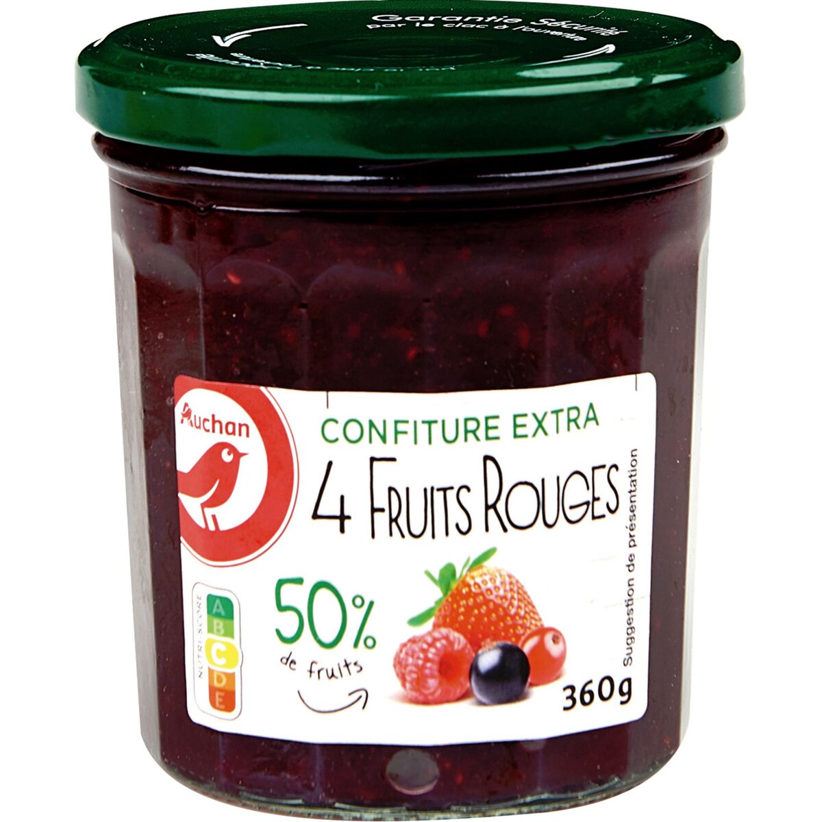 AUCHAN Confiture extra 4 fruits rouges 360g