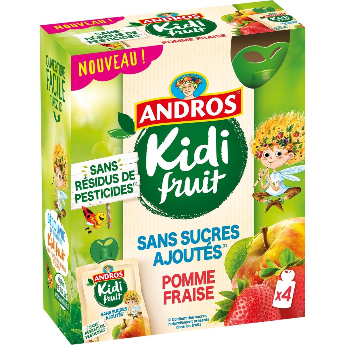 ANDROS Andros gourde compote kidifruits pomme fraise 4x85g