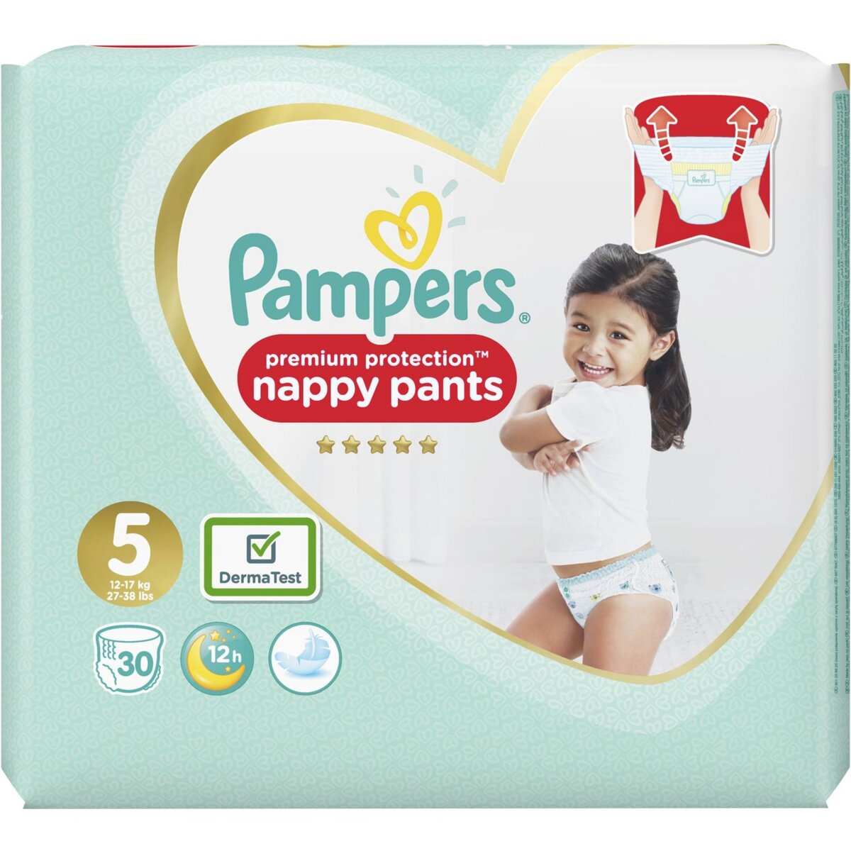 PAMPERS Nappy Pants couches-culottes taille 5 (12-17kg) 30 couches pas cher  