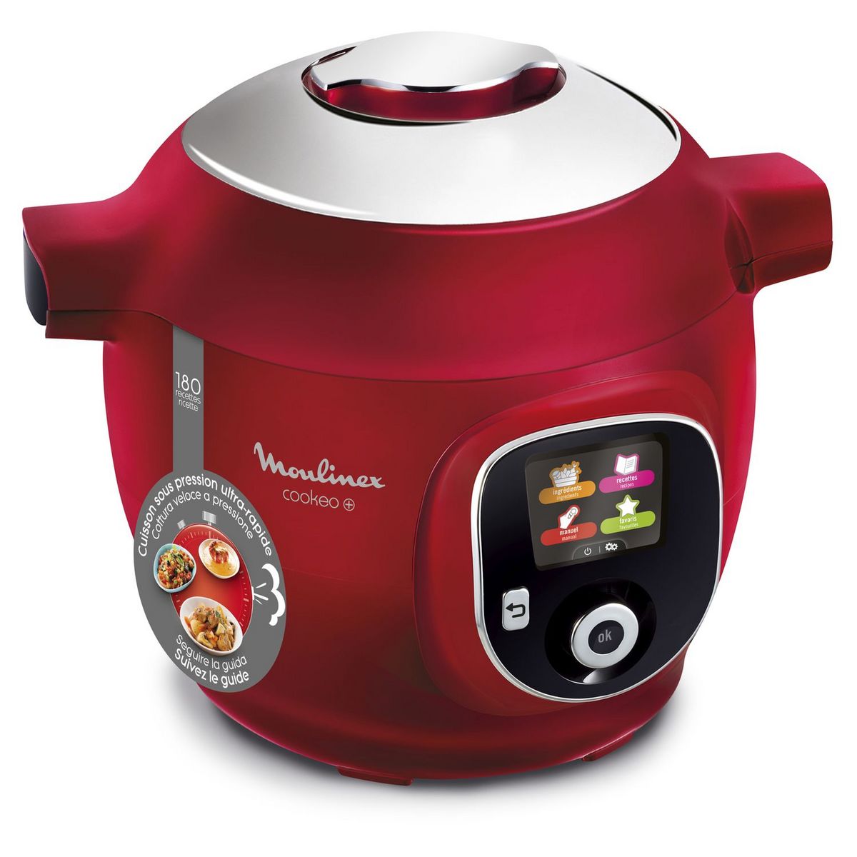 MOULINEX Multicuiseur intelligent COOKEO Rouge 180 recettes - CE85A10