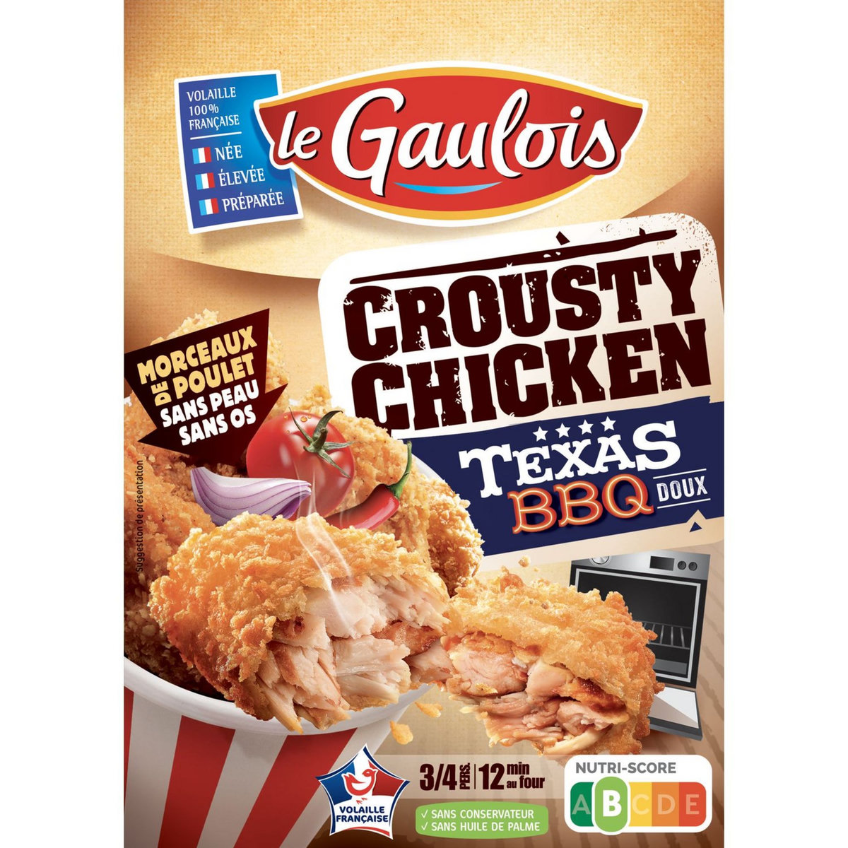 LE GAULOIS Crousty Chicken sauce texas barbecue 3-4 portions 400g pas ...