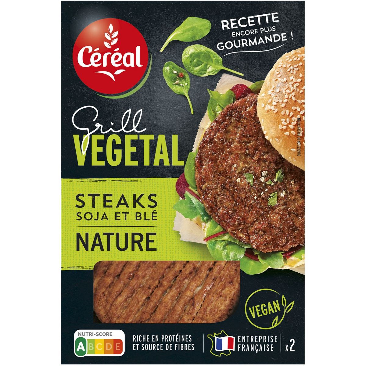 CEREAL BIO Céreal Steak végétal de soja et blé 160g 2 pièces 160g